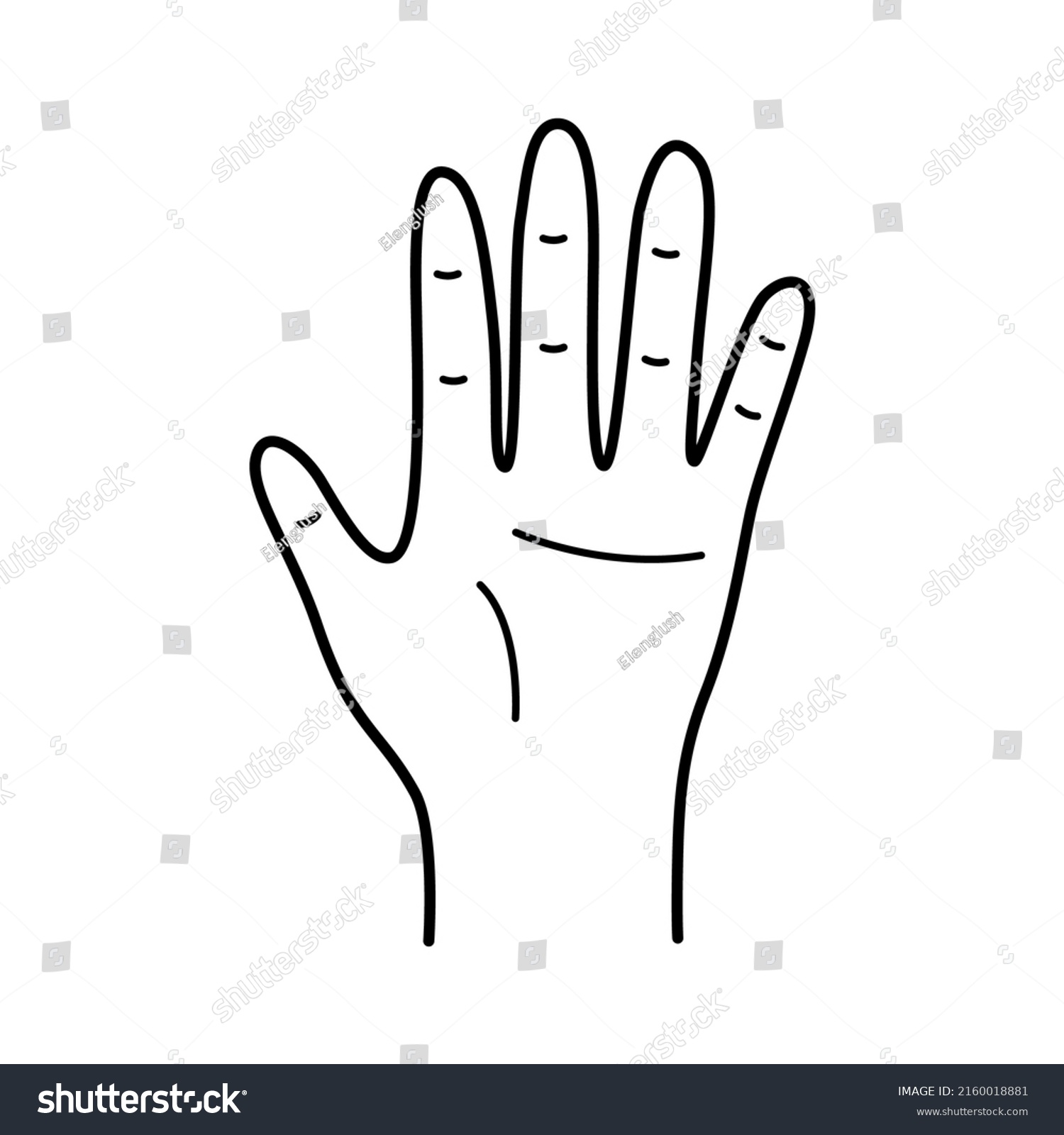 Palm Five Fingers Hand Gesture Greeting Stock Vector (Royalty Free ...