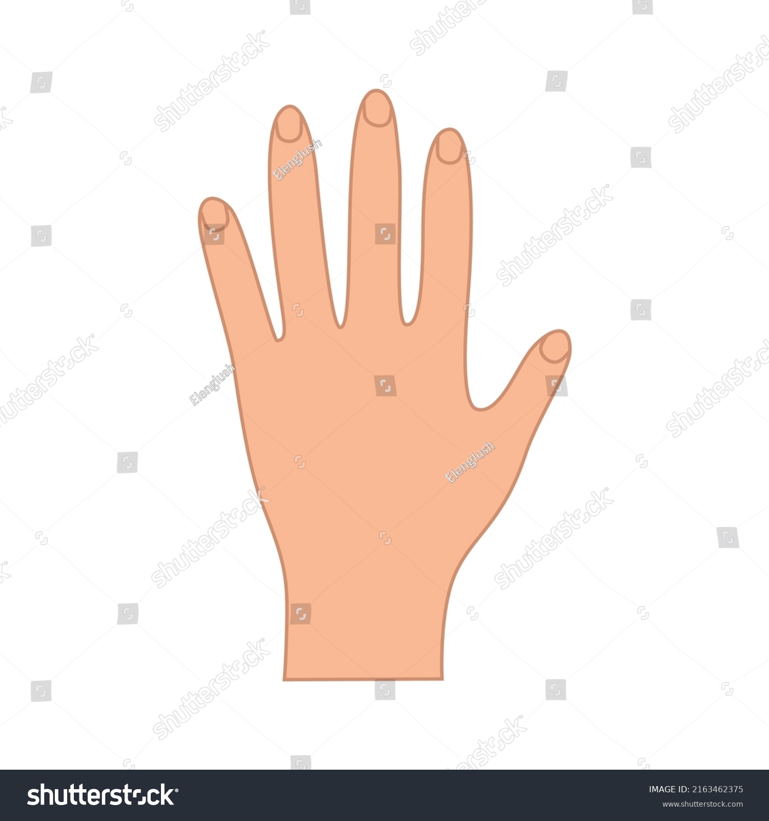 Palm Five Fingers Hand Gesture Greeting Stock Vector (Royalty Free ...