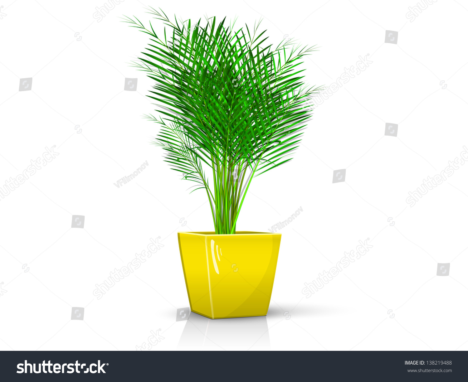 Download Palm Glossy Yellow Pot Realistic Volume Stock Vector Royalty Free 138219488 PSD Mockup Templates