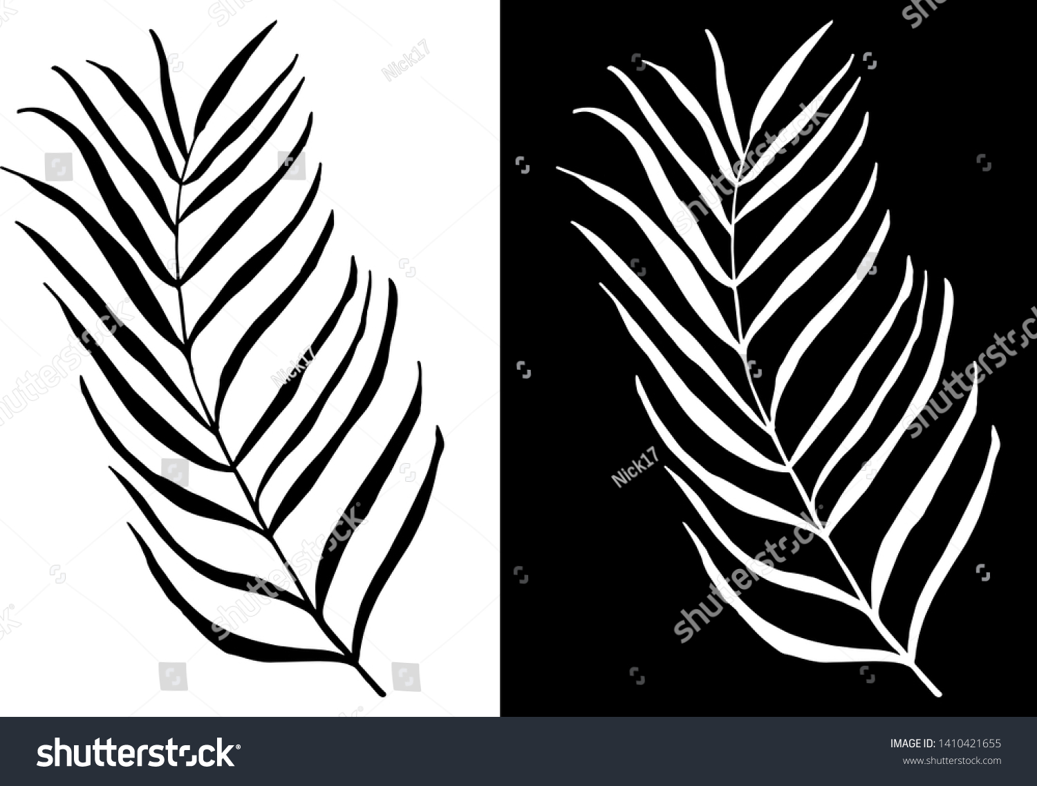 Palm Leaf Tattoo Engraving Hand Drawn Stock Vector Royalty Free