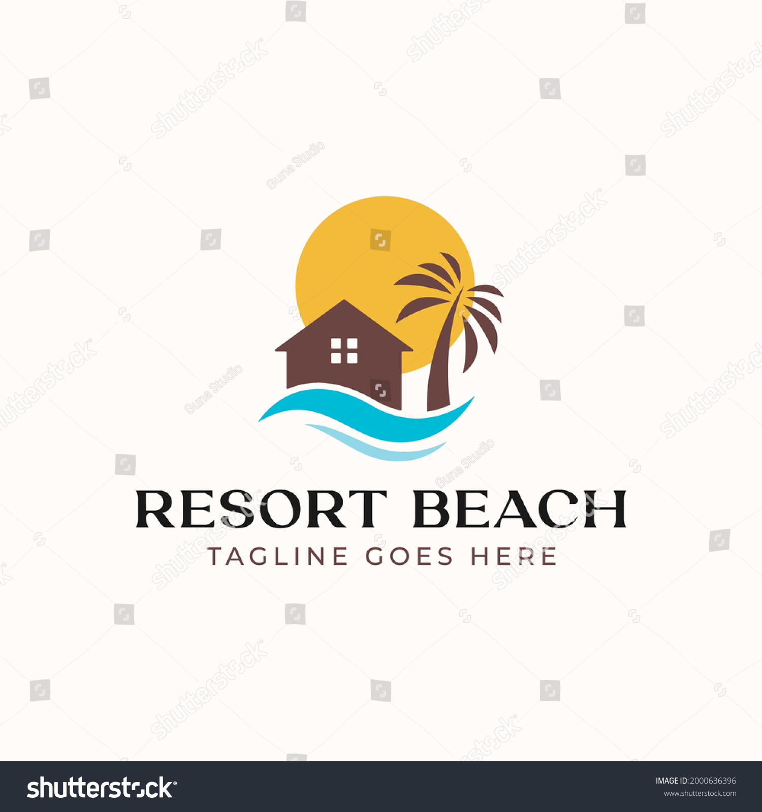 Palm Resort Logo Template Isolated White Stock Vector (Royalty Free ...