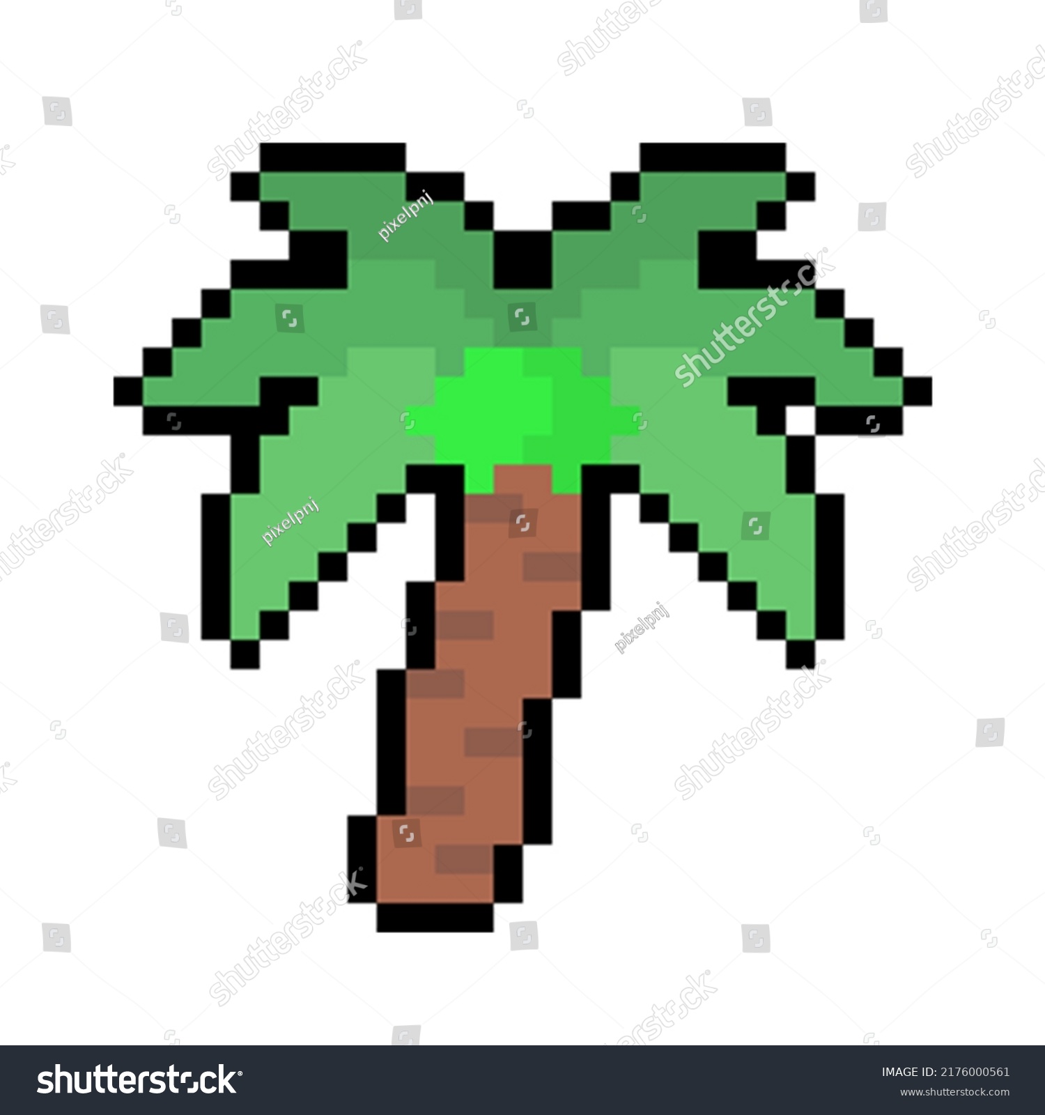 Palm Tree Pixel Art Style 32 Stock Vector (Royalty Free) 2176000561 ...