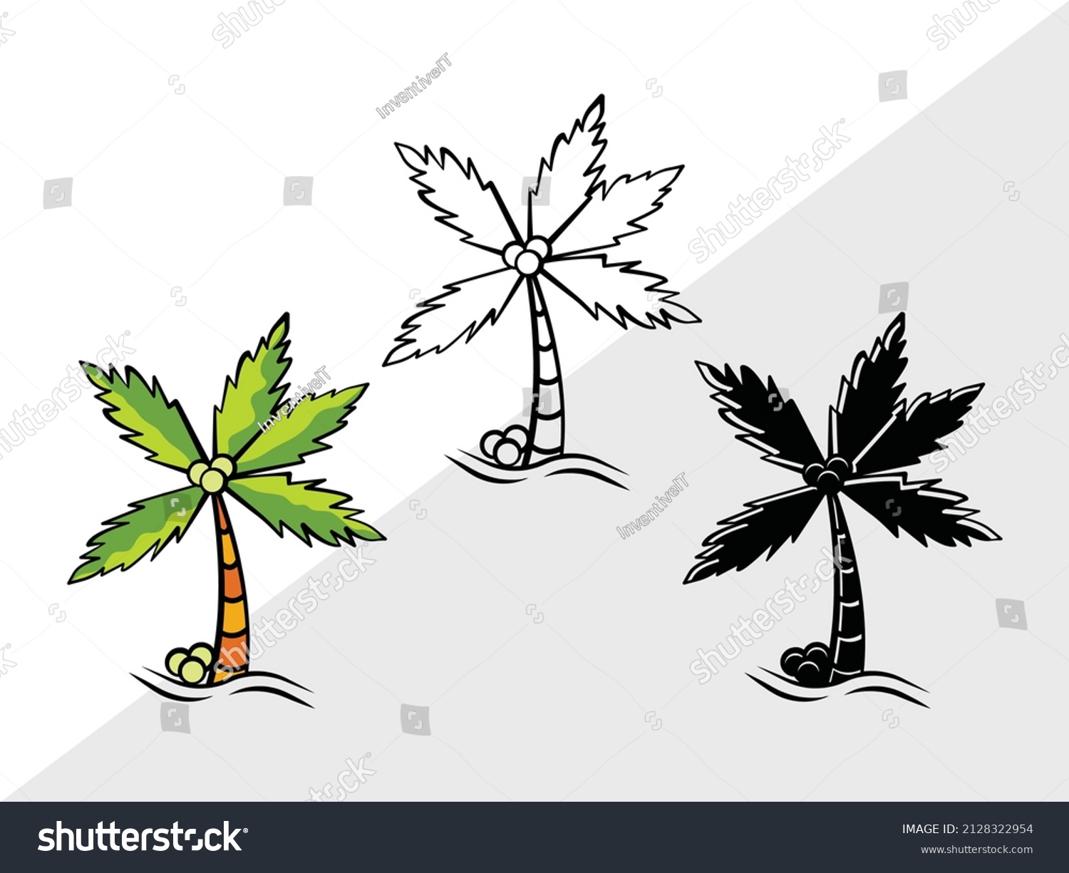 Palm Tree Printable Vector Illustration Stock Vector (Royalty Free) 2128322954 | Shutterstock
