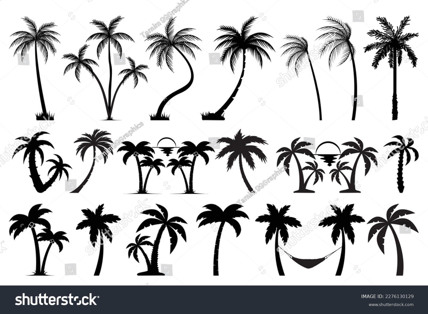 SVG of Palm tree silhouette bundle. Palm tree SVG bundle design. Palm tree SVG cut files. Black palm tree set vector on a white background. svg
