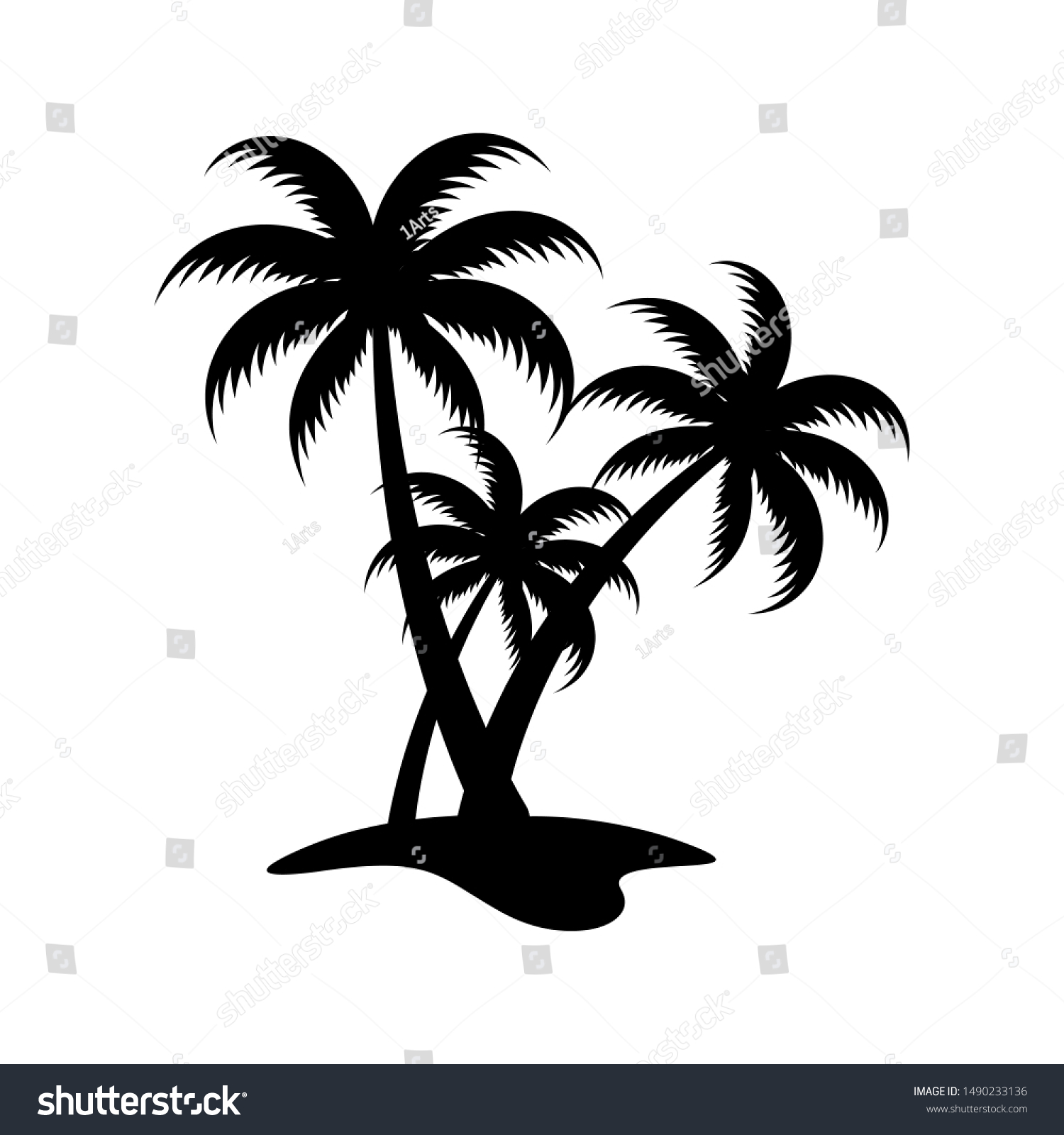 Palm Tree Silhouette Icon Simple Flat Stock Vector (Royalty Free ...