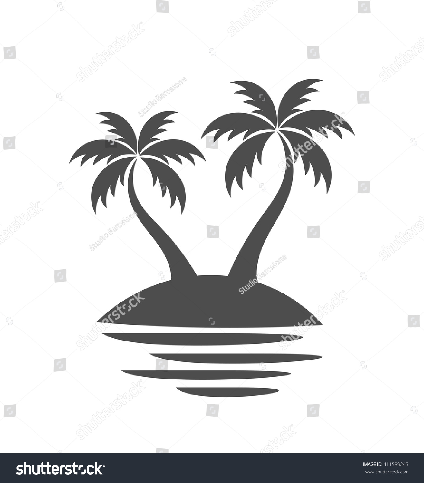 Palm Trees On Island Vector Illustration Stock Vector Royalty Free 411539245 Shutterstock 8353
