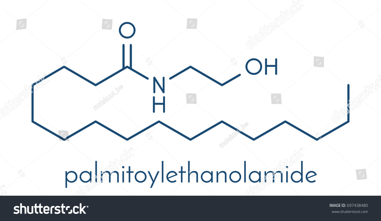 Palmitoylethanolamide Pea Drug Molecule Skeletal Formula Stock Vector