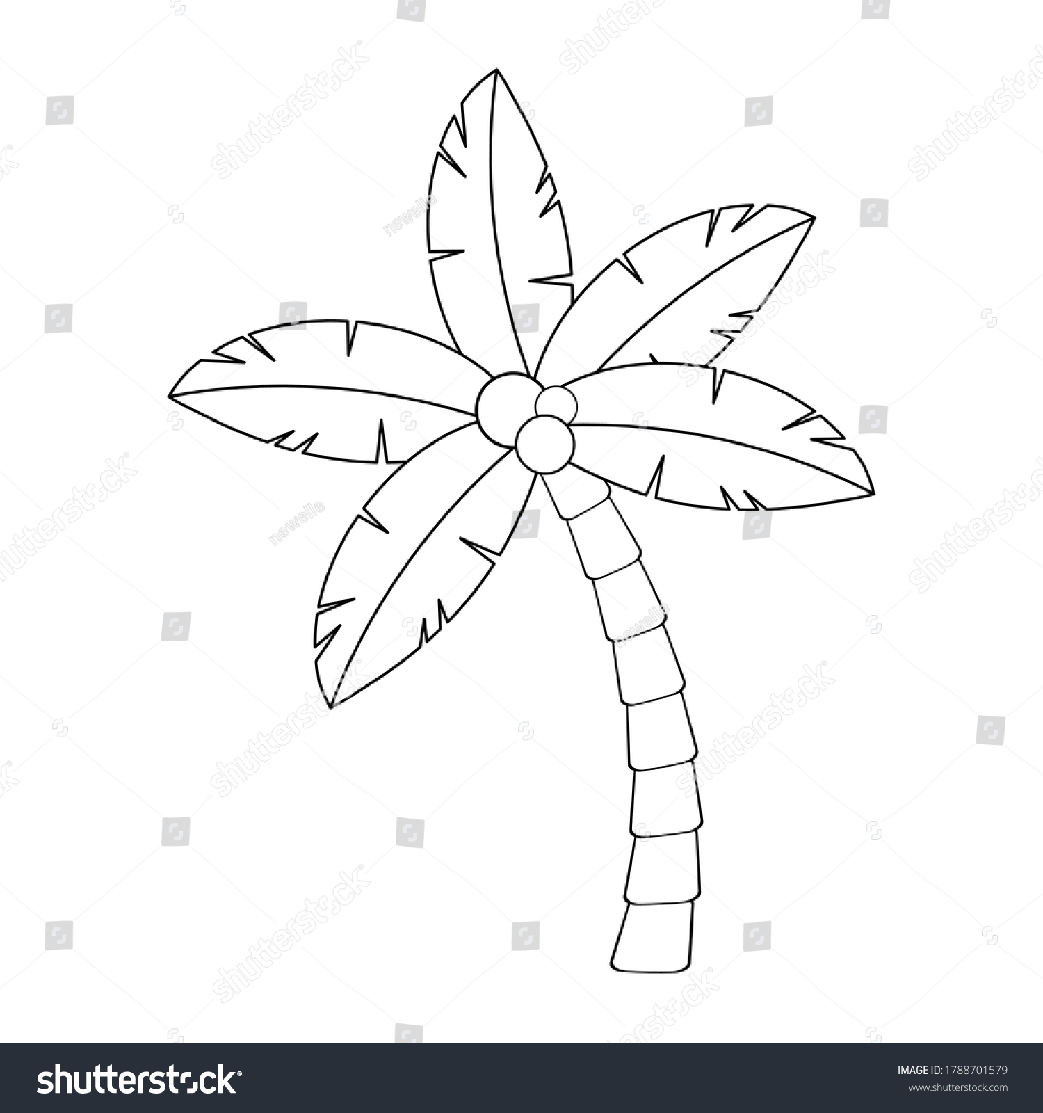 Palmtree Outline Contour Isolated On White Stock Vector (Royalty Free ...