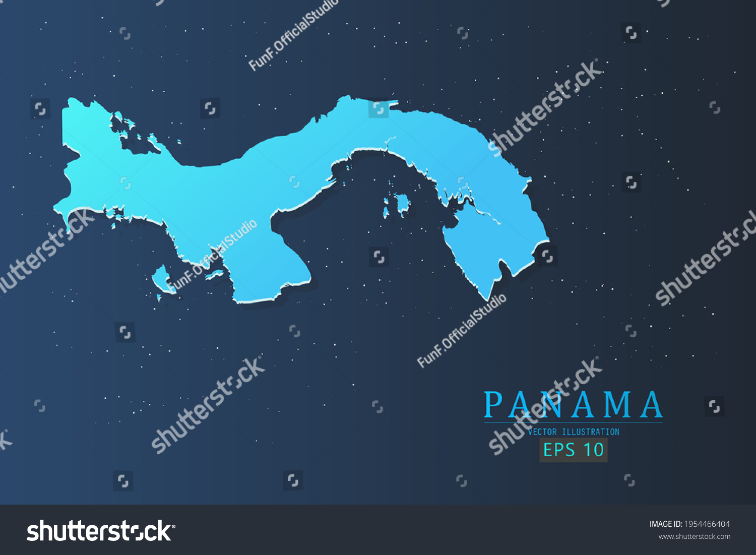 Stock Vector Panama Map World Map International Vector Template With D Gradient Blue Color And Stars 1954466404 