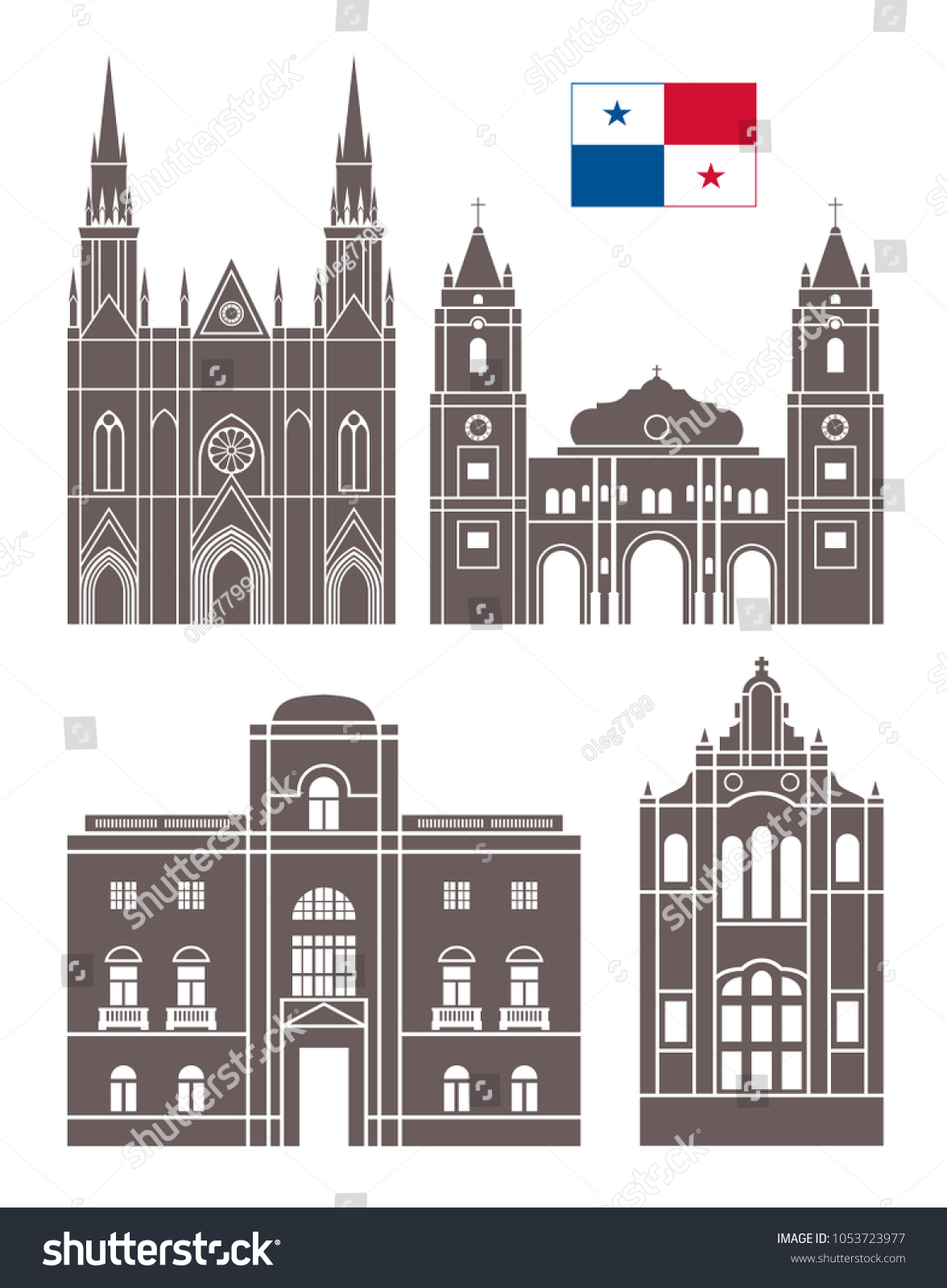 Panama Set Isolated Panama Architecture On Stock Vector (Royalty Free ...