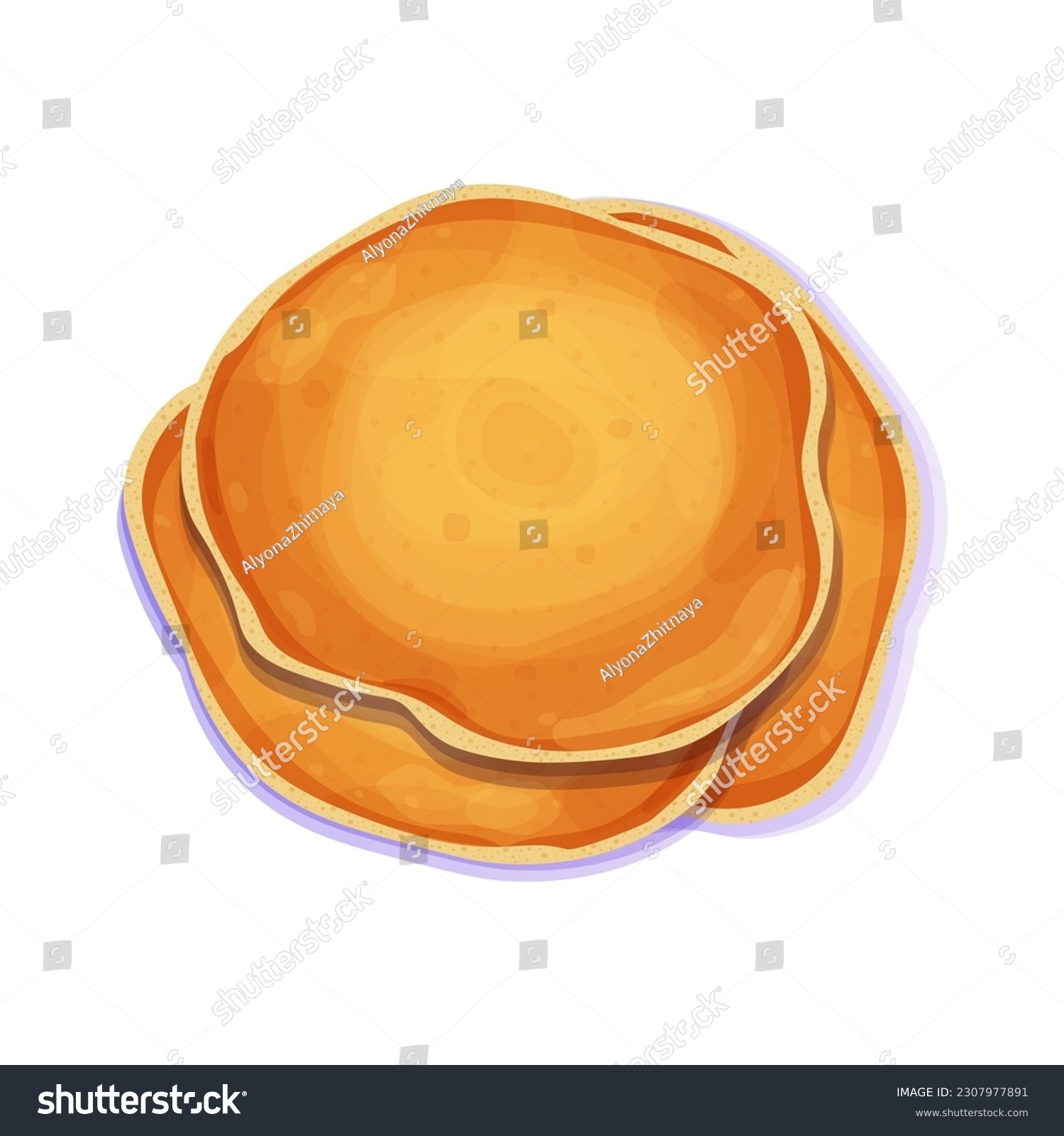 SVG of Pancake top view in cartoon style isolated on white background. Circle dessert, breakfast.  svg