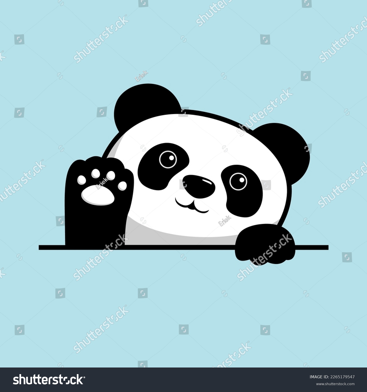 SVG of panda cartoon waving paw hand svg