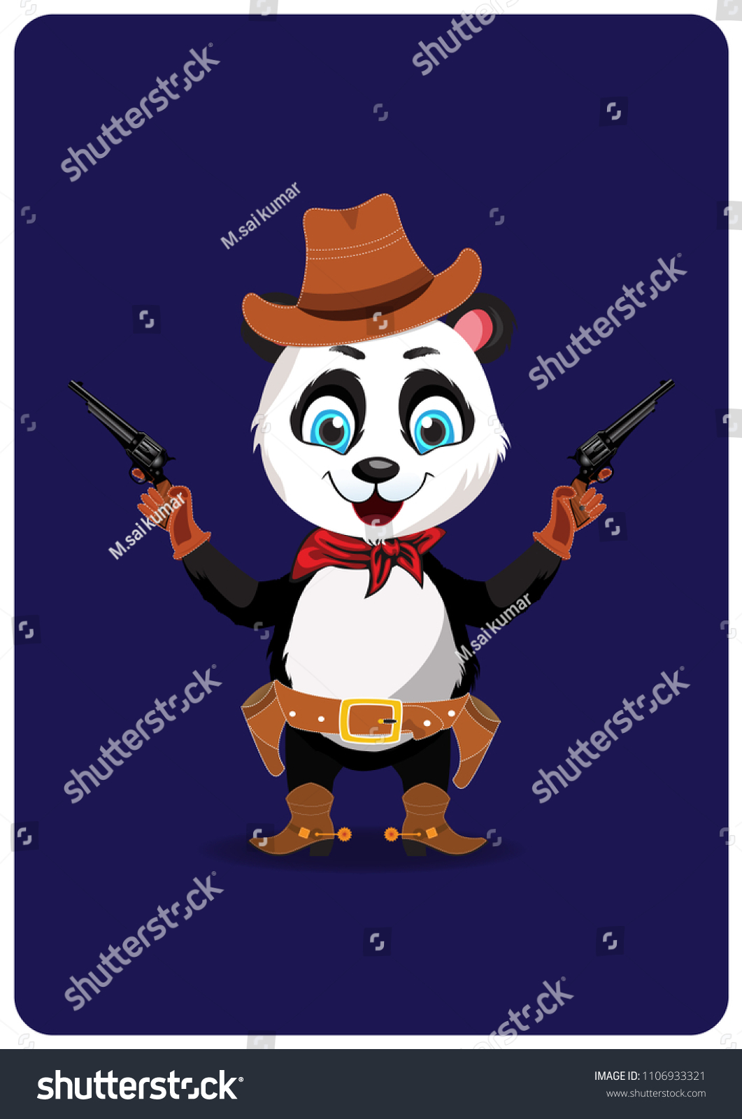 Panda Character Cowboy Costume Stock Vector (Royalty Free) 1106933321