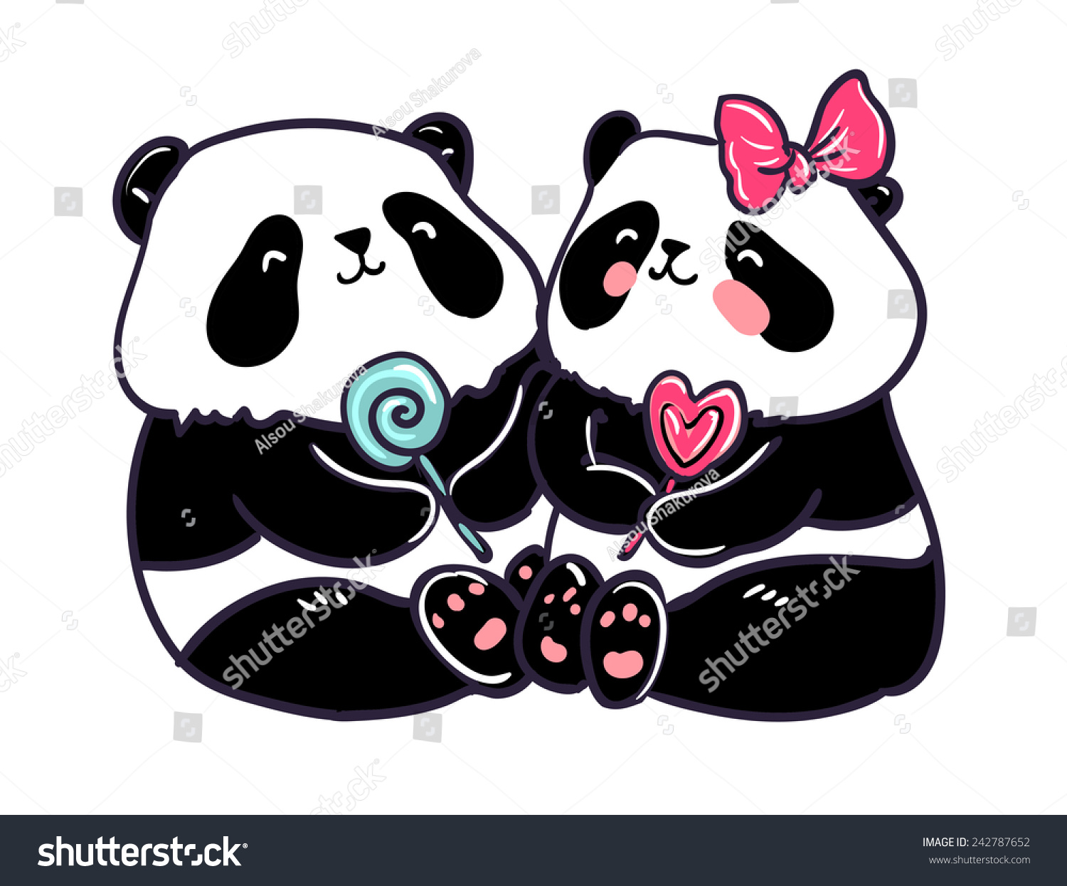 Panda Couple Vector Illustration Design Greeting Stock Vector Royalty Free 242787652 