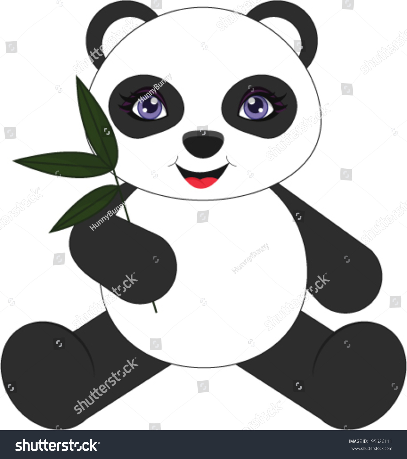 Panda Eating Bamboo Leaf Stock Vector 195626111 - Shutterstock