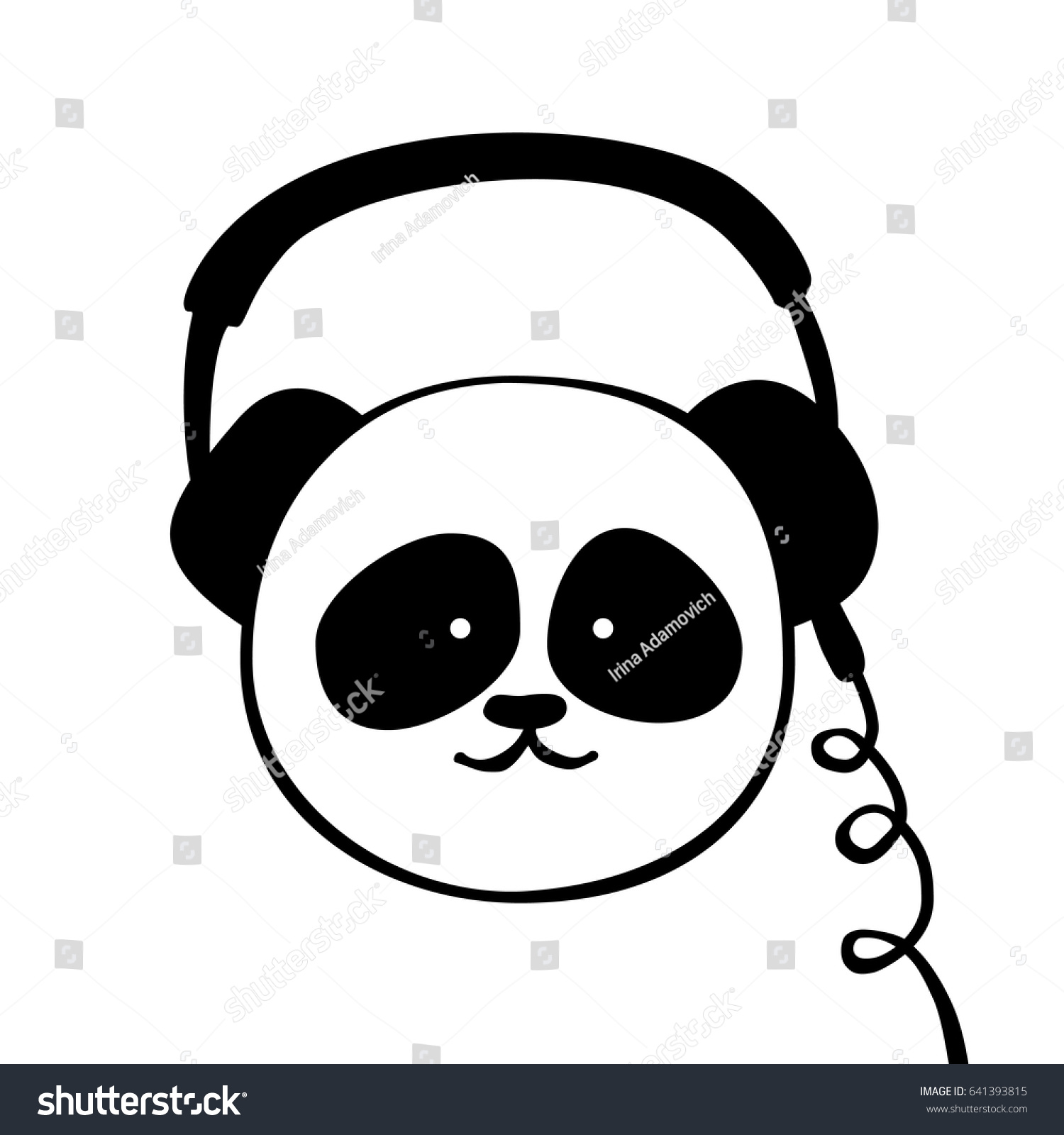 Panda Headphone Vector Cartoon Illustration Isolated Stock Vector ...