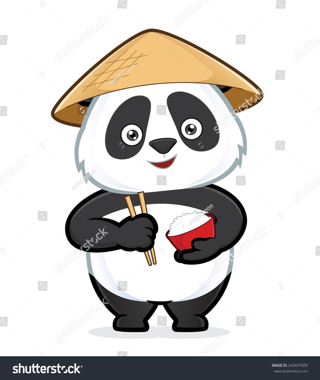 SVG of Panda holding a bowl of rice and chopsticks svg