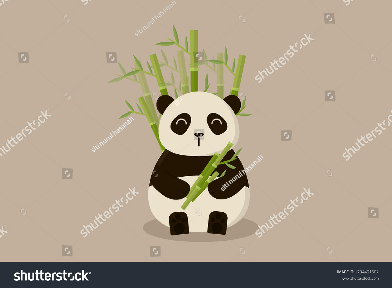 SVG of Panda holding bamboo on bamboo background svg