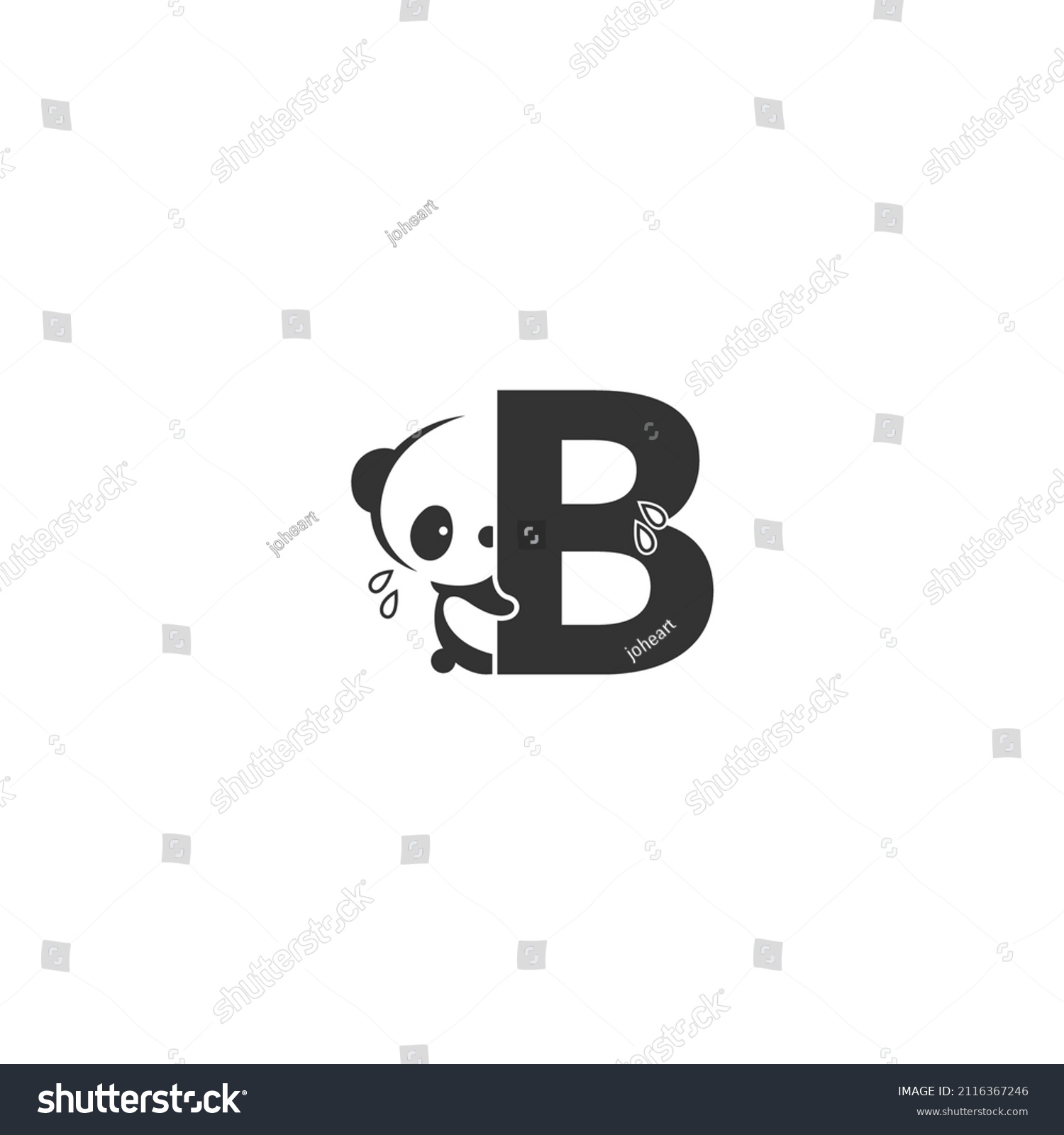 Panda Icon Behind Letter B Logo Stock Vector (Royalty Free) 2116367246 ...