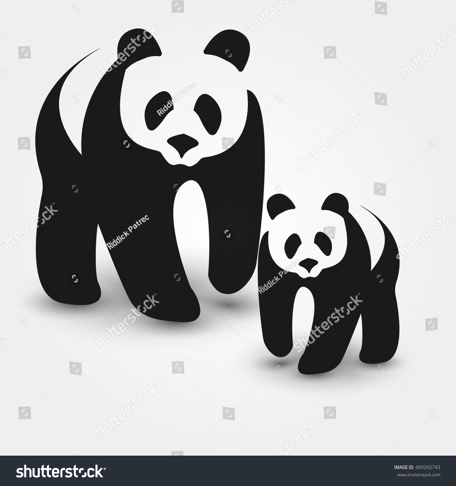 Panda Mother Son Vector Stock Vector Royalty Free 409265743