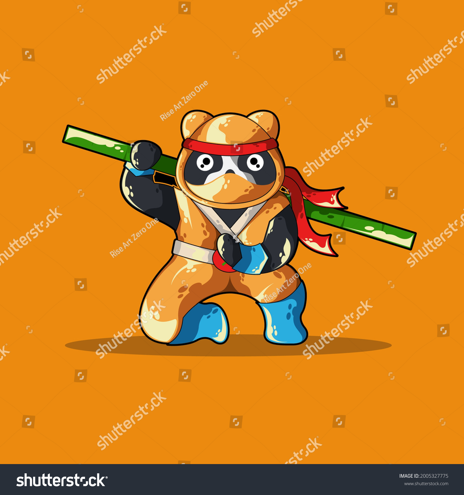 Panda Ninja Sitting Vector Illustration Stock Vector (Royalty Free ...