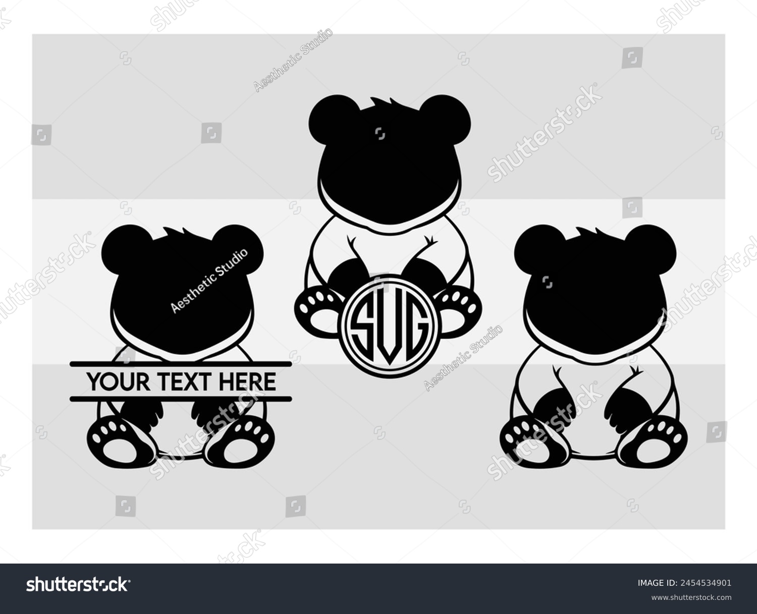 SVG of Panda, Panda Silhouette, animal, Cute Panda, Baby Panda, Monogram,  Split Monogram, Circle Monogram, vector, clipart,  svg