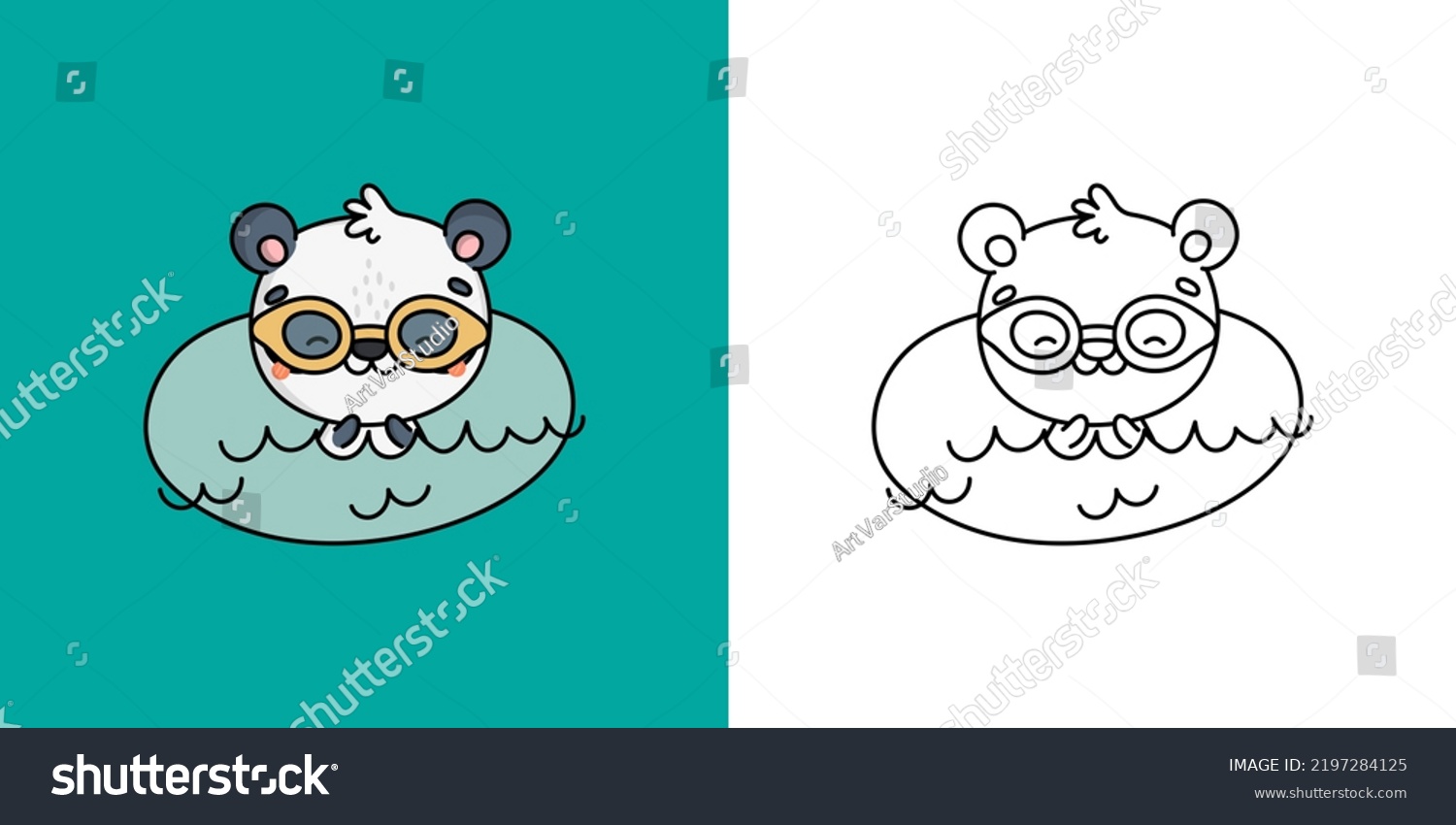 SVG of Panda Sportsman Clipart Multicolored and Black and White. Beautiful Panda Bear Sportsman. Vector Illustration of a Kawaii Animal for Prints for Clothes, Stickers, Baby Shower, Coloring Pages.
 svg