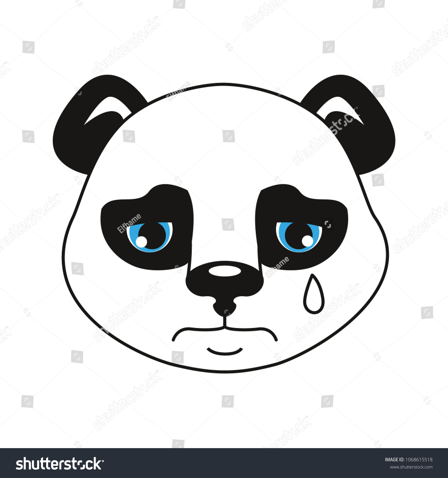 Panda Smiley Head Emotion Grief Isolated Stock Vector Royalty Free