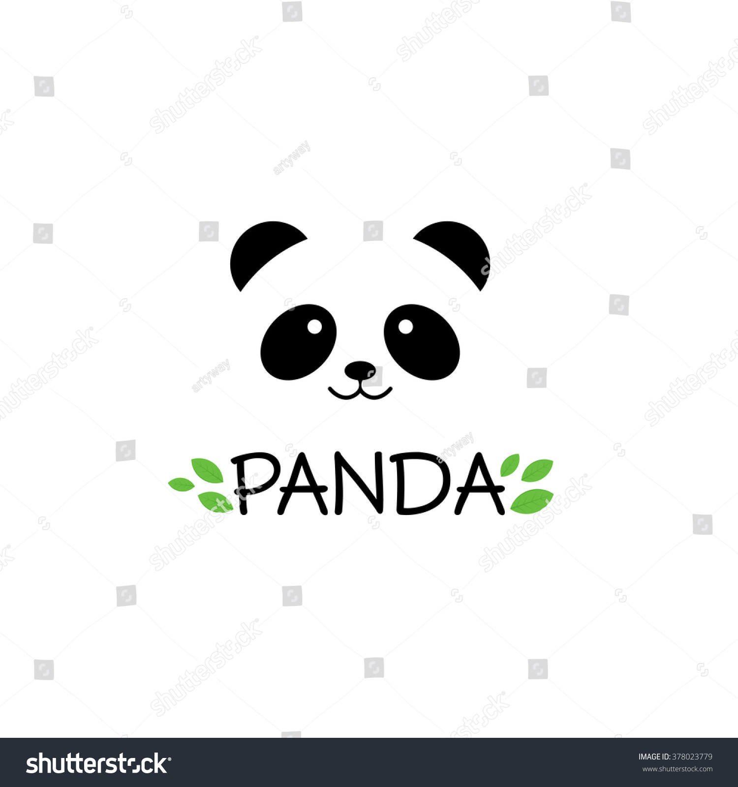 SVG of Panda vector logo illustration. Panda's head. Smiling animal face. Bamboo bear chinese bear logotype. Carnival symbol. Cute picture. svg