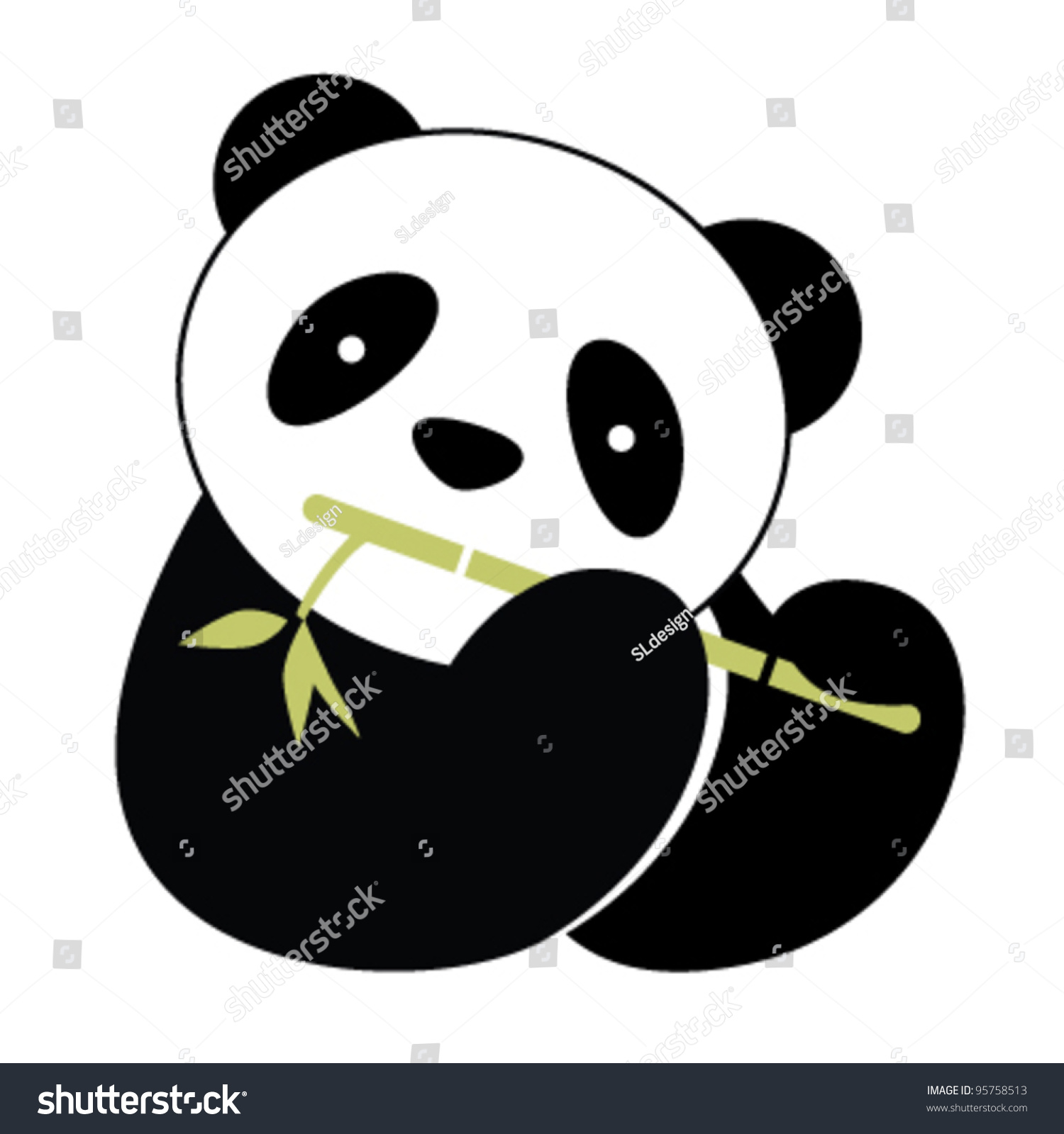 Panda Bamboo Stock Vector 95758513 - Shutterstock