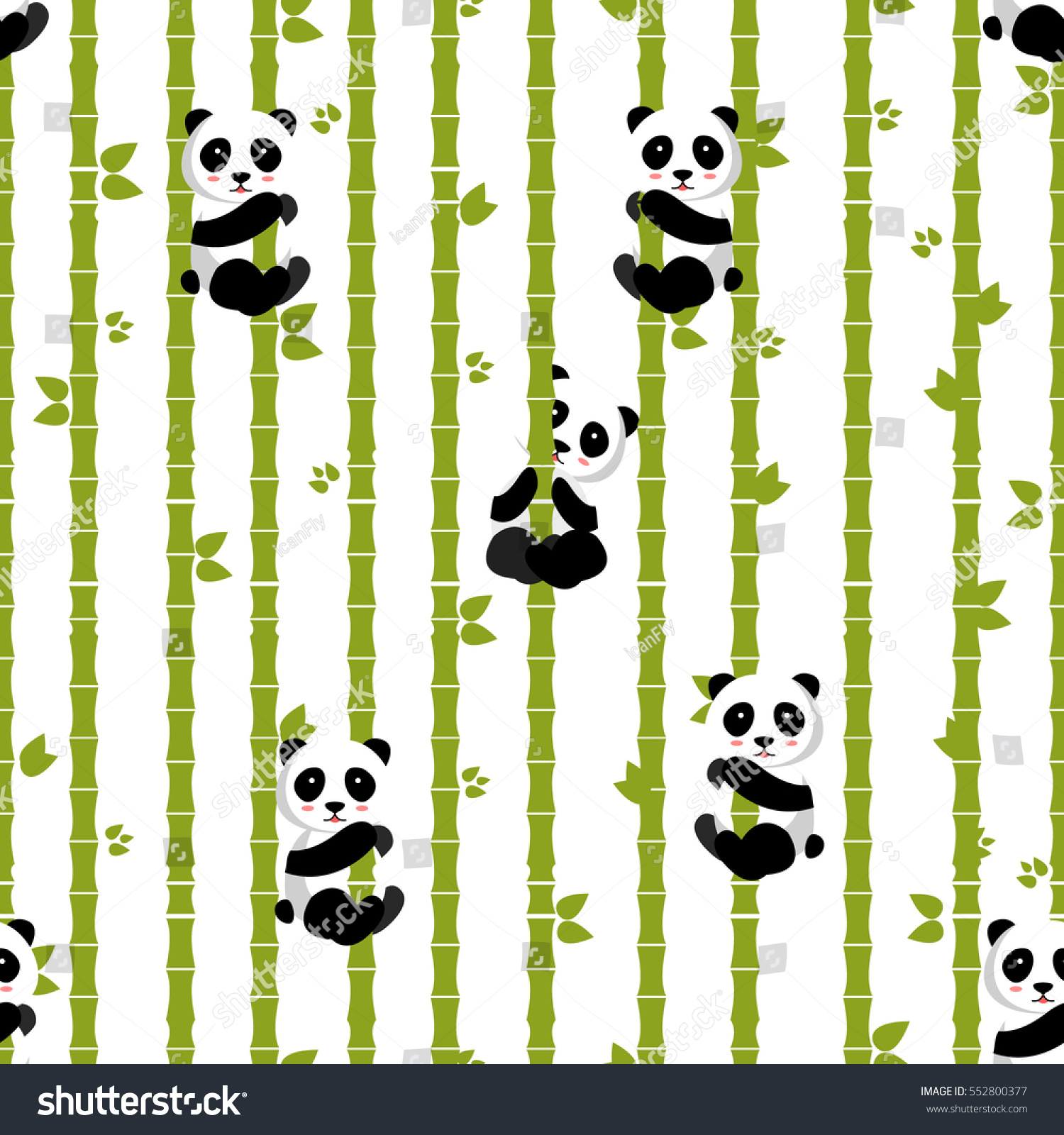 SVG of Panda with bamboo. Vector illustration, eps 10. Seamless pattern, easy to edit and print. Panda baby. Bamboo leaves with pandas. svg
