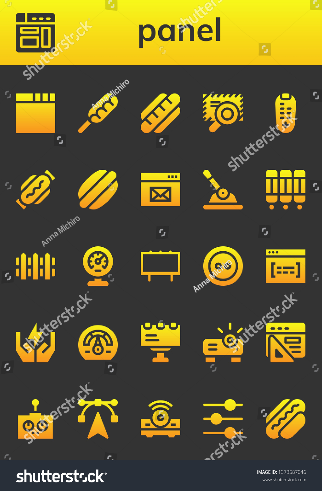 Panel Icon Set 26 Filled Panel Stock Vector Royalty Free 1373587046