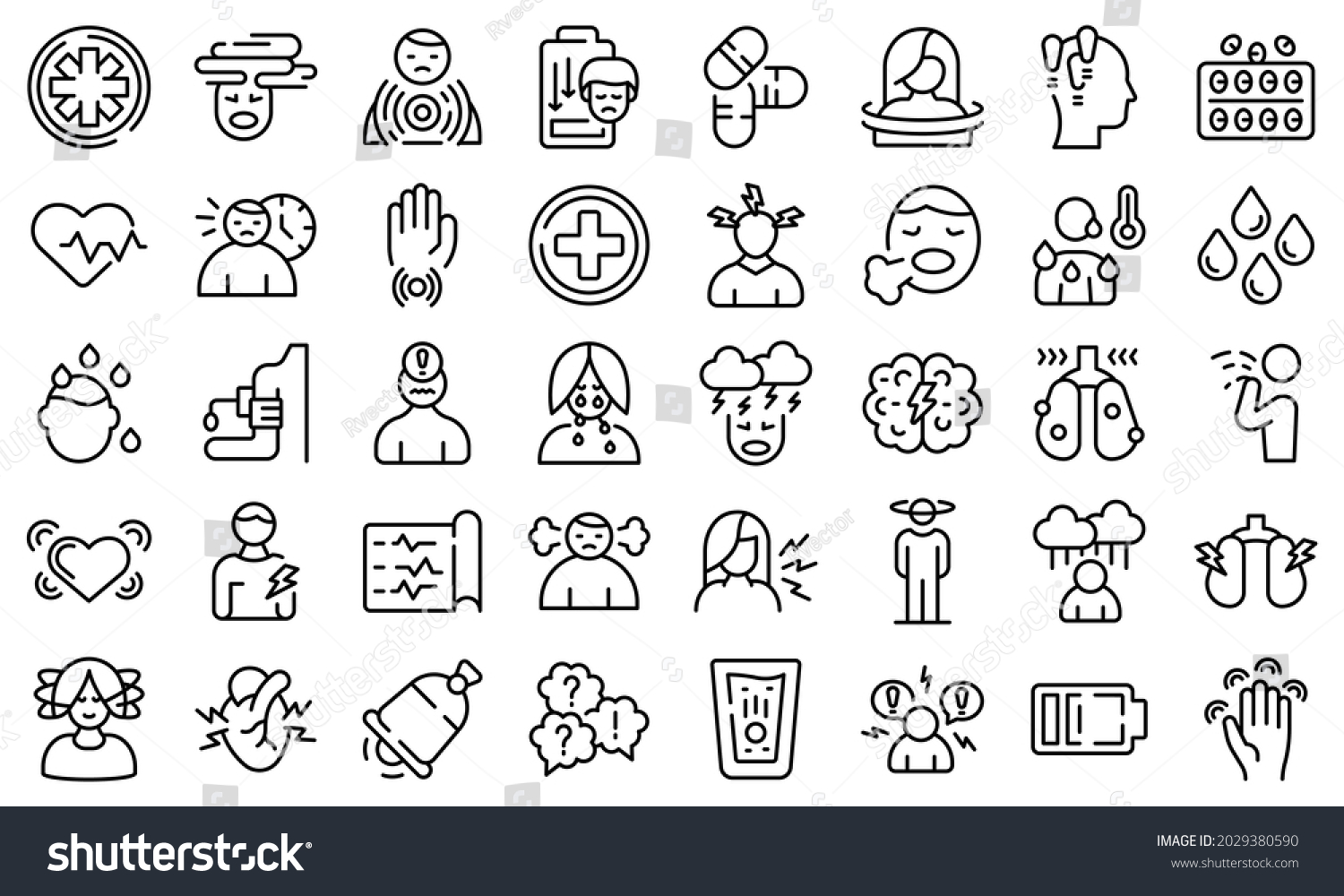 Panic Attack Icons Set Outline Vector Stock Vector (Royalty Free ...