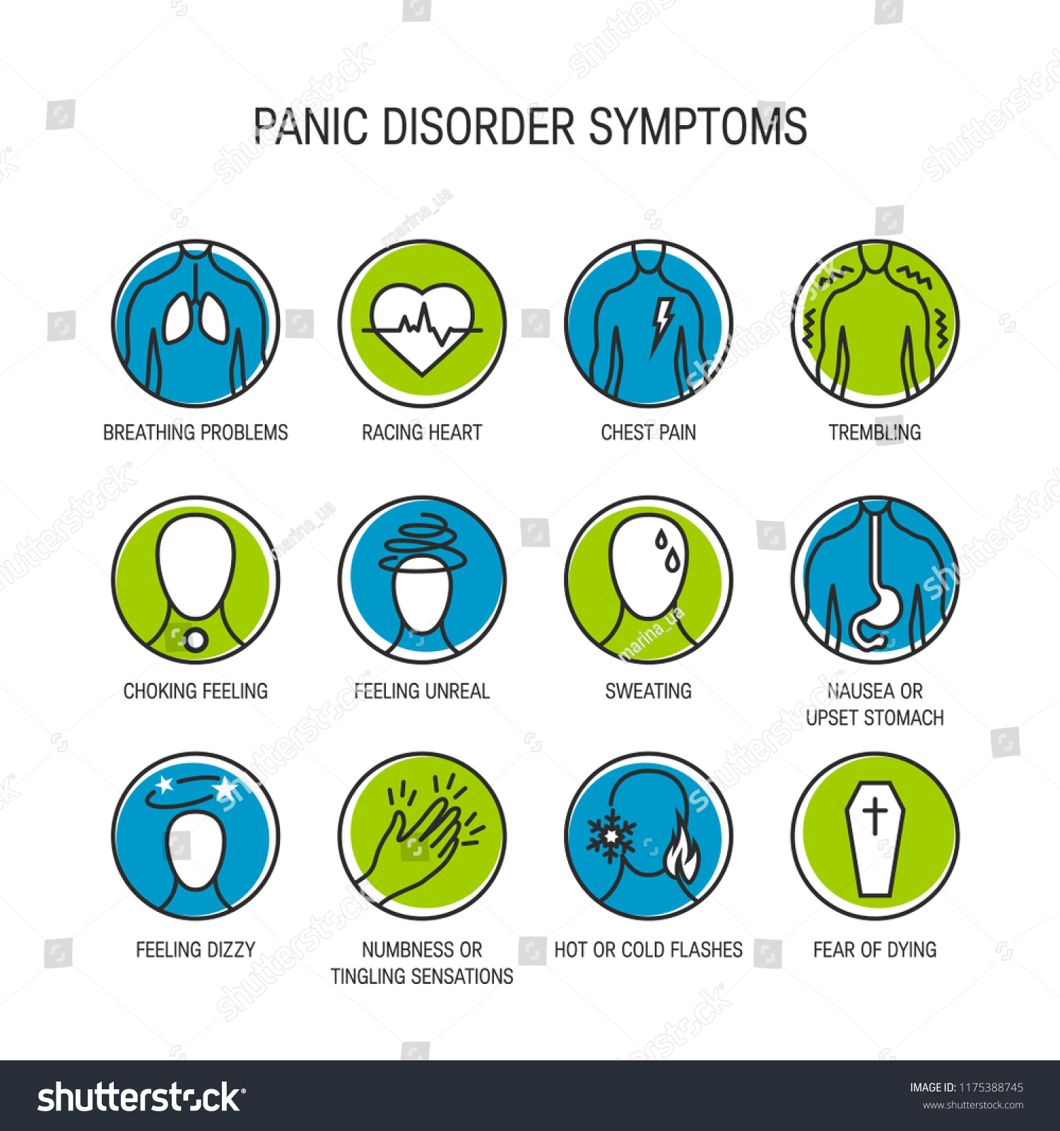 Panic Attack Symptoms Line Icons Vector Stock Vector (Royalty Free ...