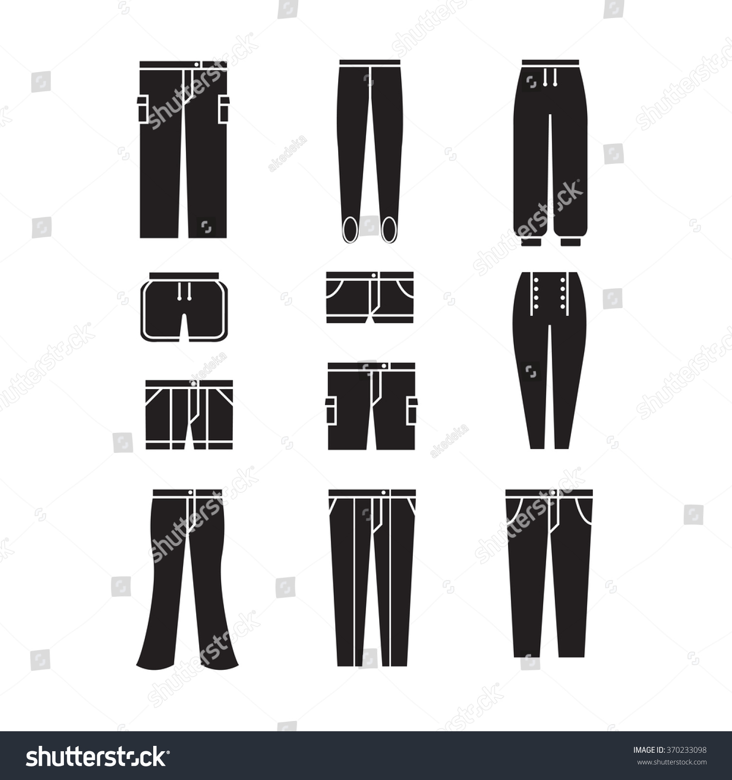 Pant Icons Set, The Set Of Clothing Stock Vector Illustration 370233098 ...