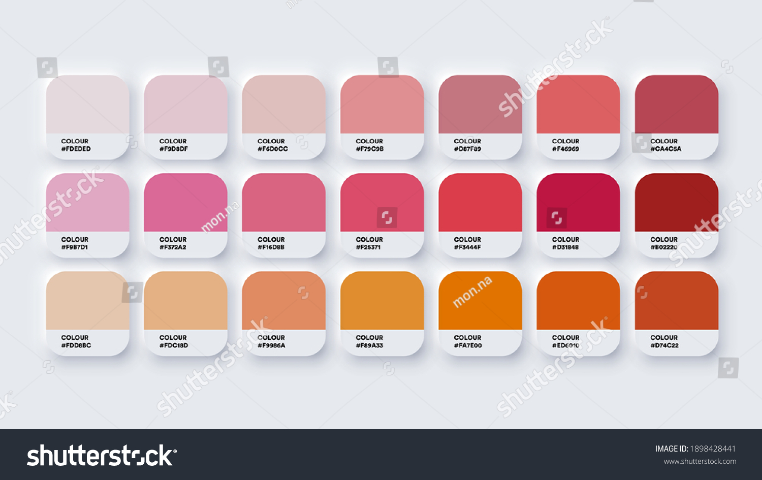 ☆新品未使用☆赤・オレンジ系16色セット◇カラーチャート付き！ 赤いオレンジ色 – 組み合わせ、16進コード - Shutterstock