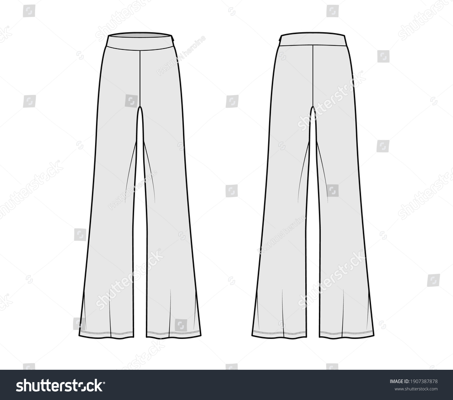 Pants Boot Cut Technical Fashion Illustration Stock Vector (Royalty ...