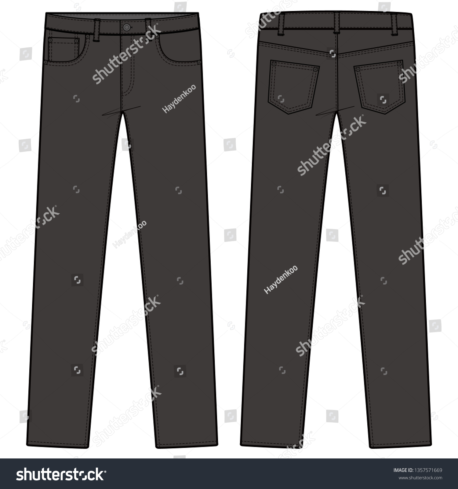 Pants Jeans Fashion Flat Sketch Template Stock Vector (Royalty Free ...