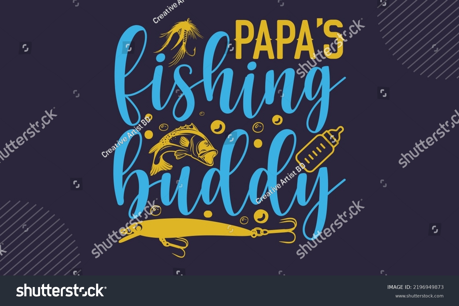 SVG of Papa’s Fishing Buddy - Baby T shirt Design, Baby Shower, Newborn, Baby Quote, Modern quotes calligraphy, Isolated on white background, svg svg