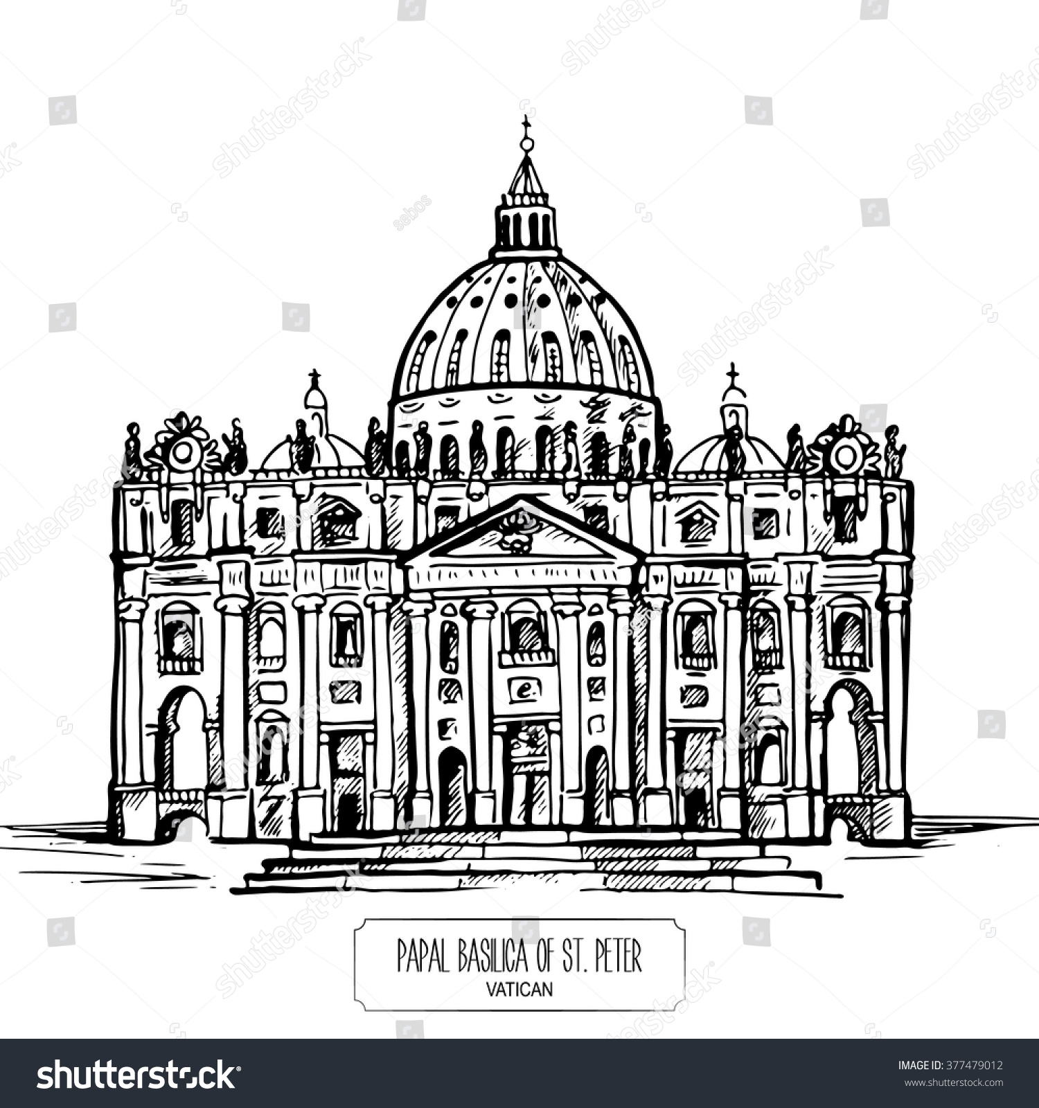 Papal Basilica St Peter Vatican Hand Stock Vector 377479012 - Shutterstock