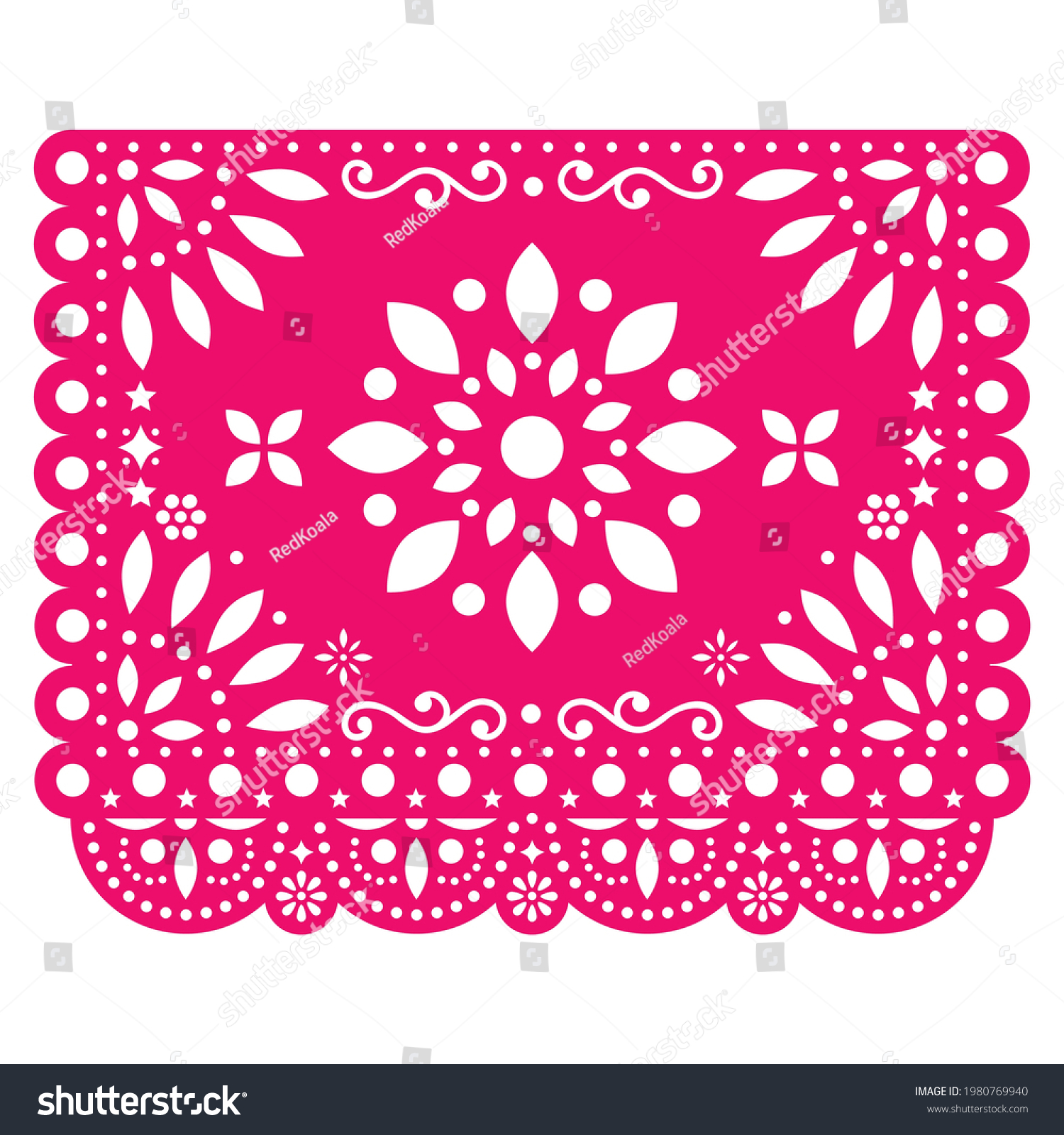 Papel Picado Vector Design Flower Pink Stock Vector (Royalty Free ...