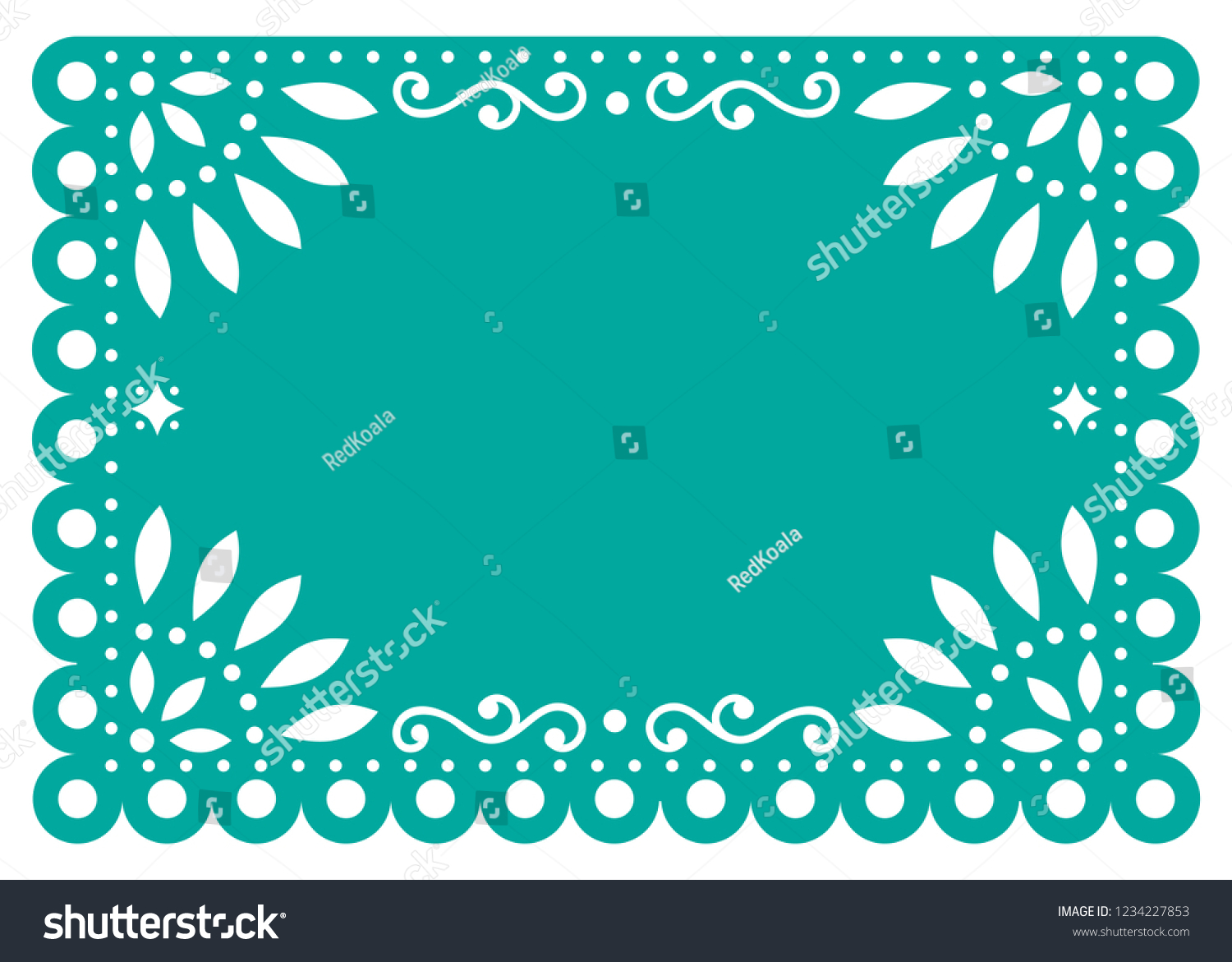 Papel Picado Vector Template Design Turquoise Stock Vector Royalty Free 1234227853 Shutterstock 1968