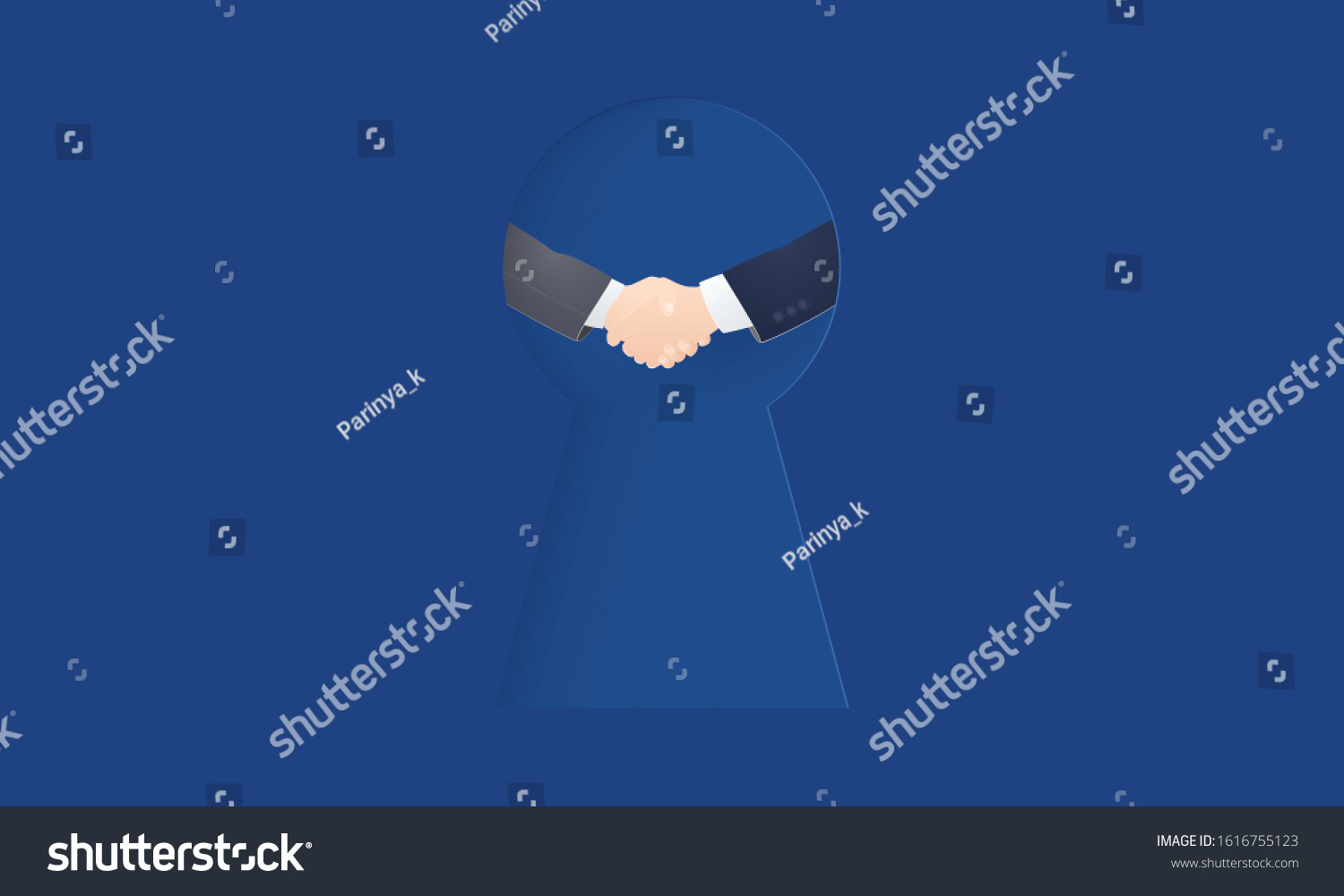 SVG of Paper art of two businessmen shaking hands behind a keyhole, Concept inspiration business svg