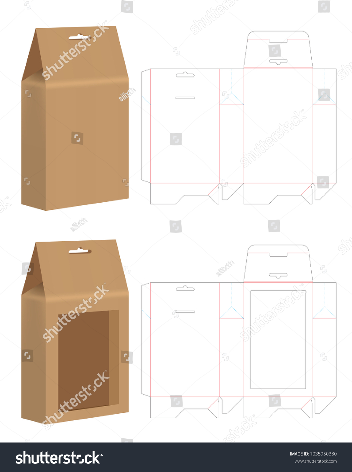 Paper Bag Die Cut Mock Template Stock Vector (Royalty Free) 1035950380