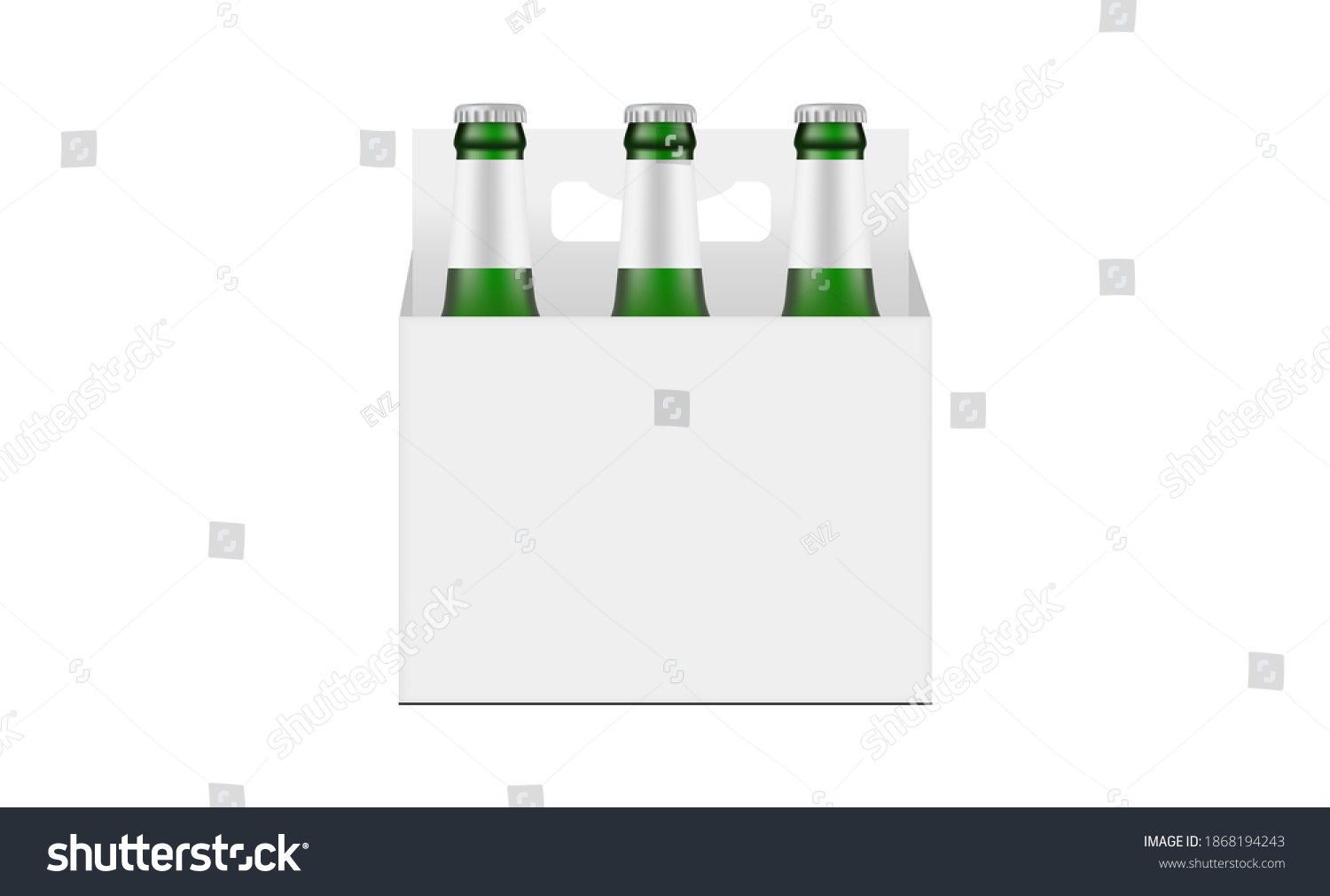 SVG of Paper Carrier Packaging Box Mockup With Green Glass Beer Bottles Isolated on White Background. Vector Illustration svg