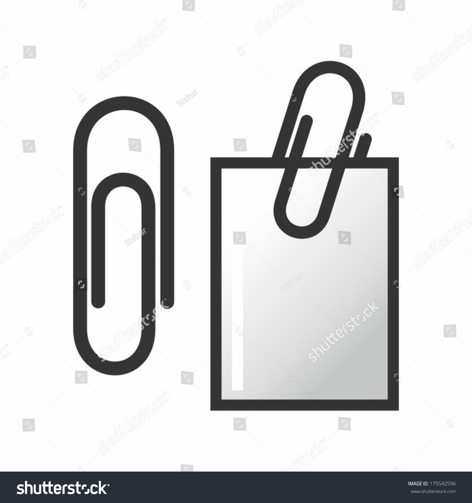 Paper Clip And Paper Isolated On White Background Stock Vector ...