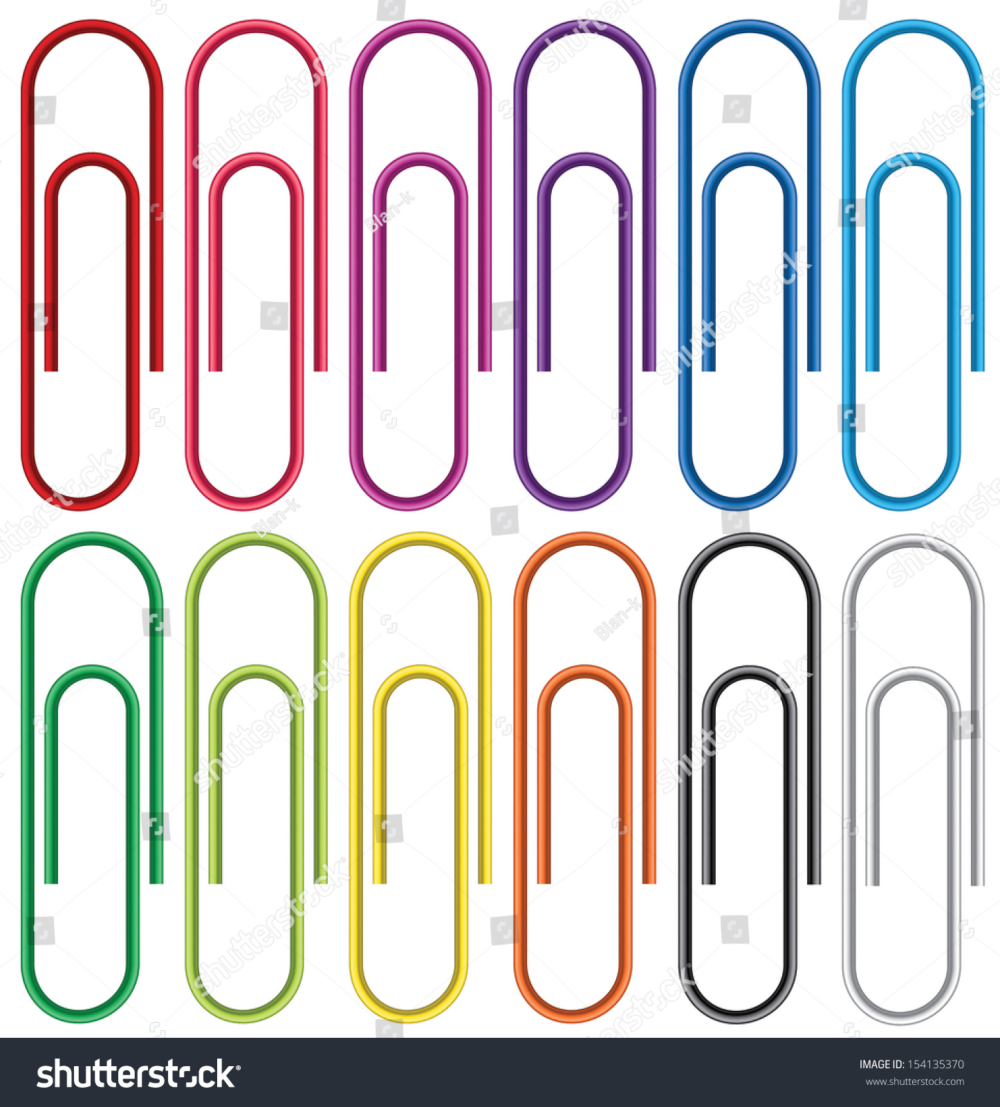 Paper Clips Isolated On White Background. Vector Illustration. Colorful ...