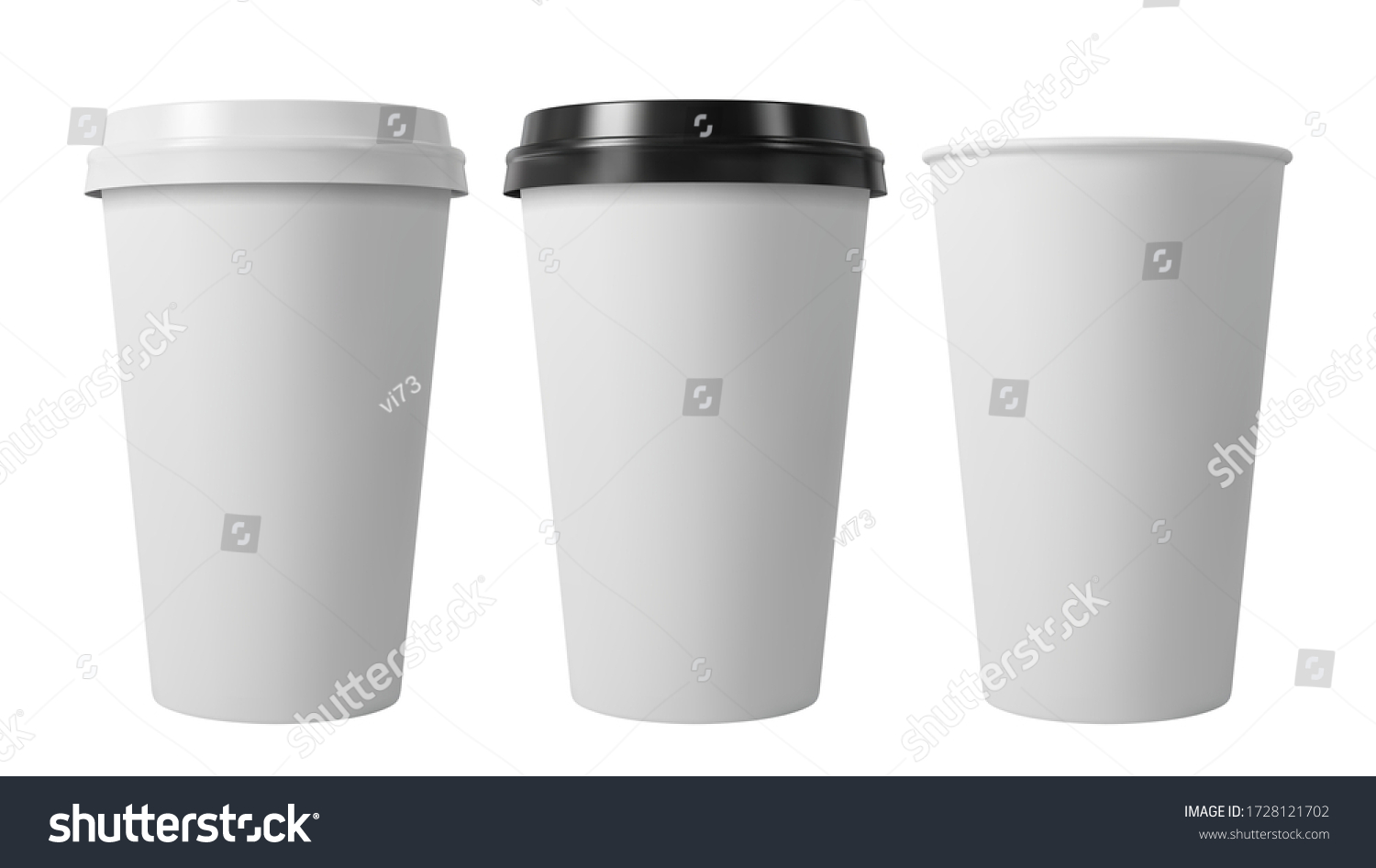 SVG of Paper coffee cups with black and white lids. Open and closed paper cup. Realistic vector mockup svg