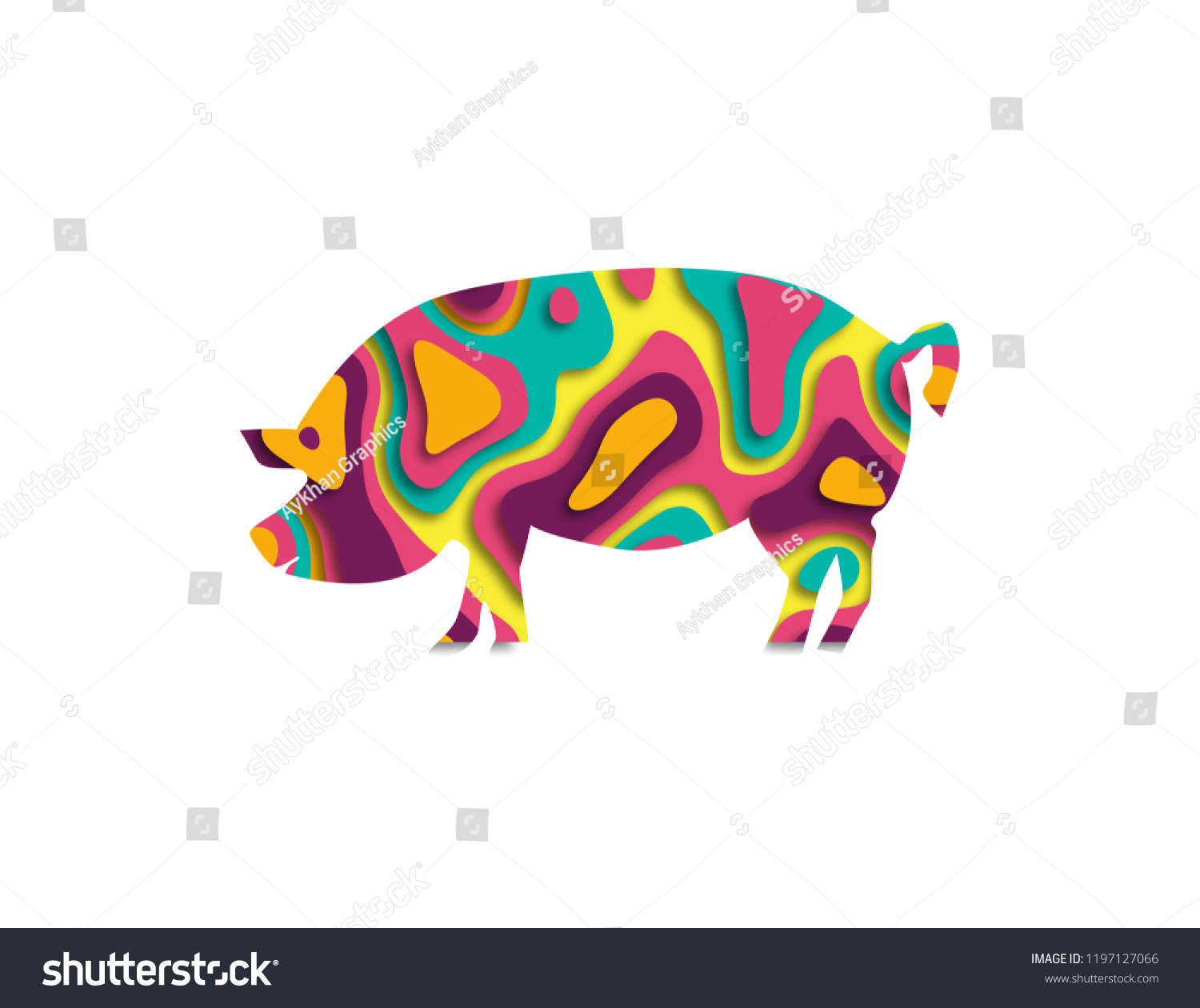 Download Paper Cut Cow Animal Realistic 3d Stock Vector Royalty Free 1197127066