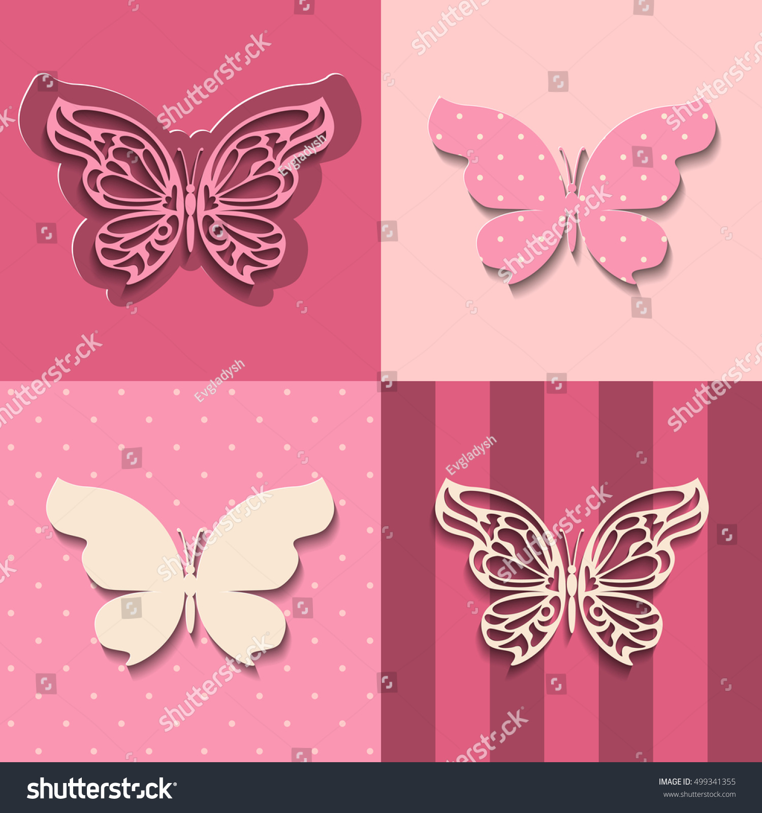 Download Paper Cut Lacy Butterfly Seamless Pattern Stock Vector ...